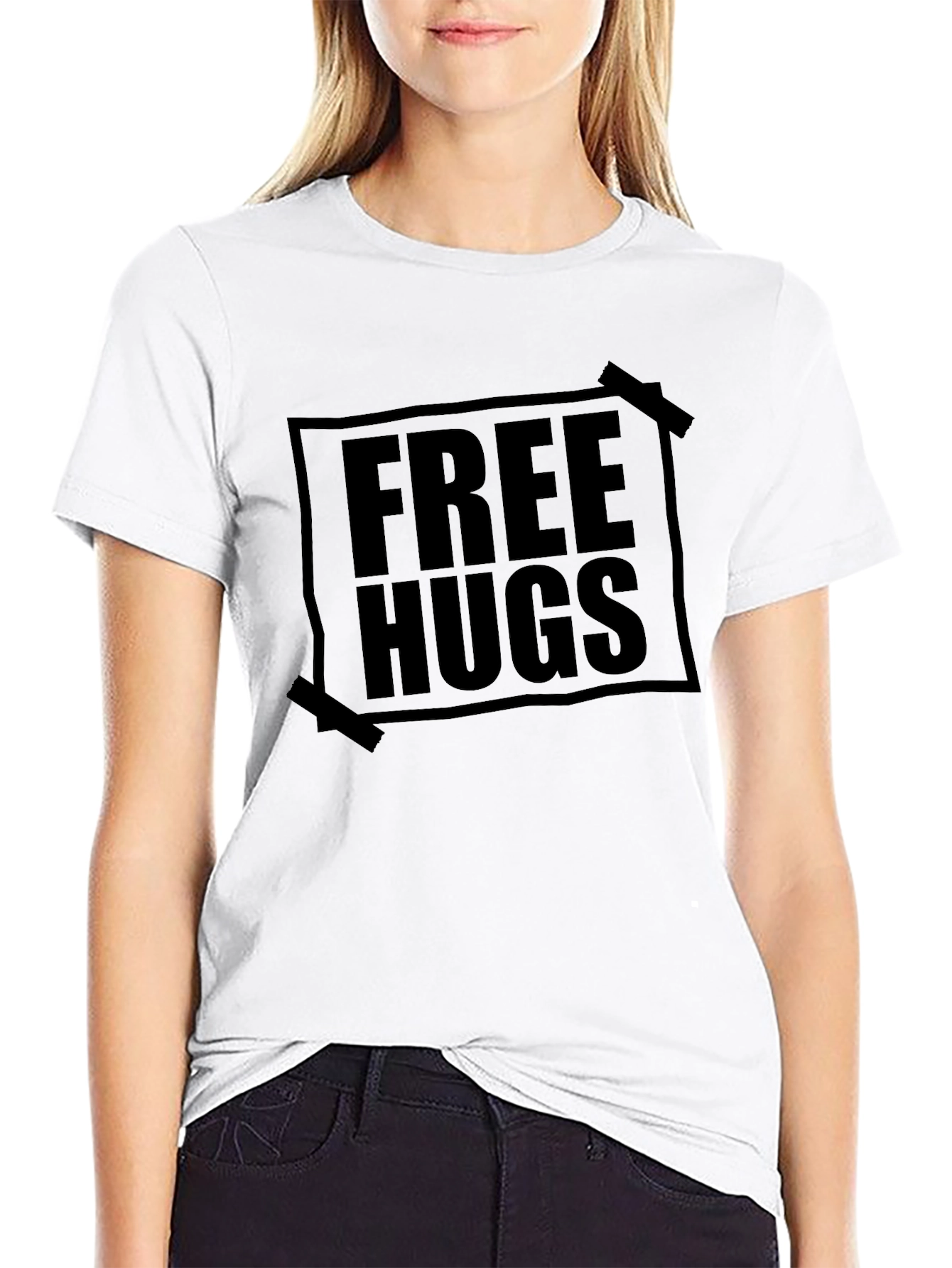 Black Free Hugs Graphic Tee - Soft Cotton Blend view 9