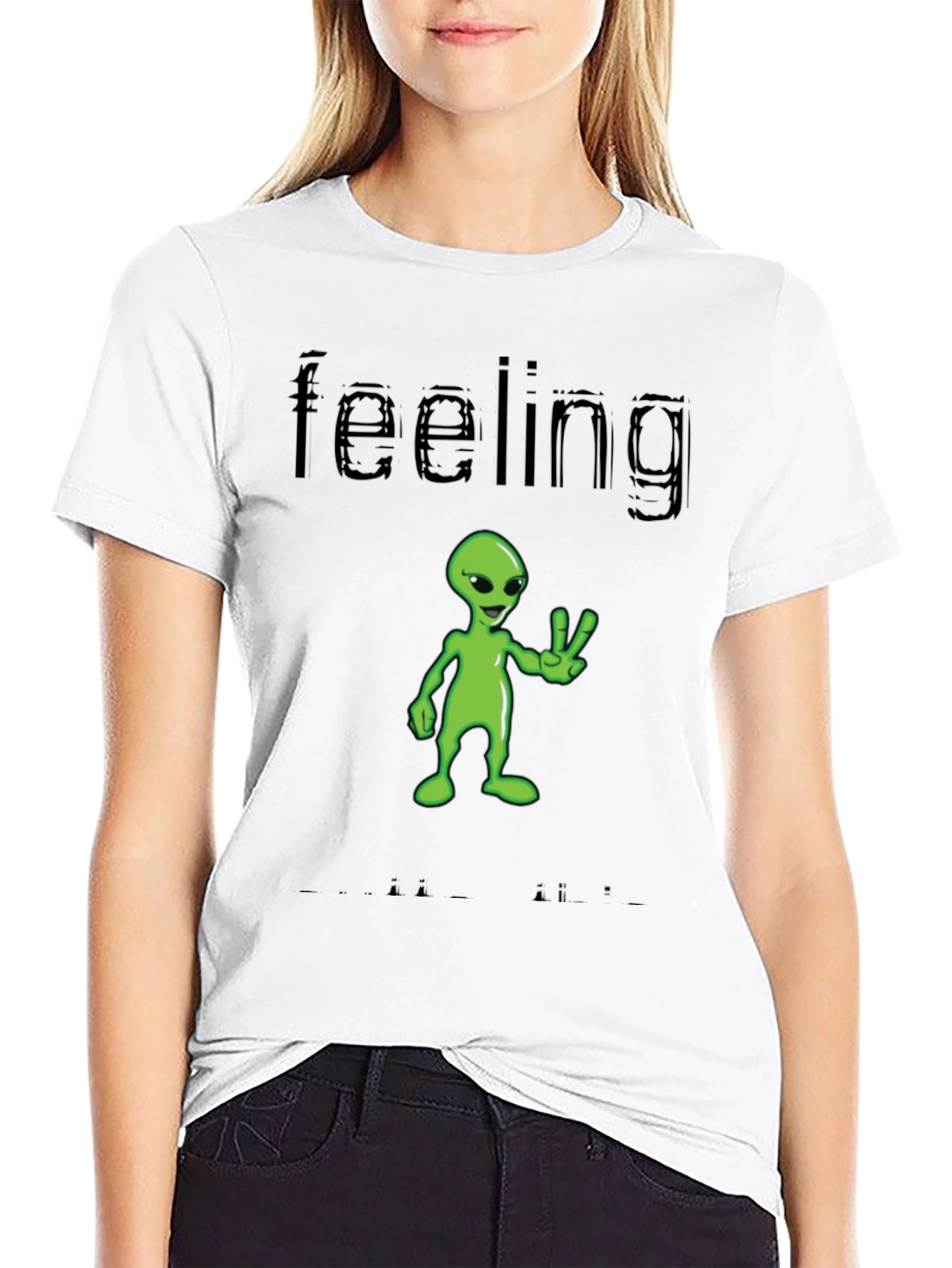 Black Feeling Alien T-Shirt - Black Graphic Tee view 9