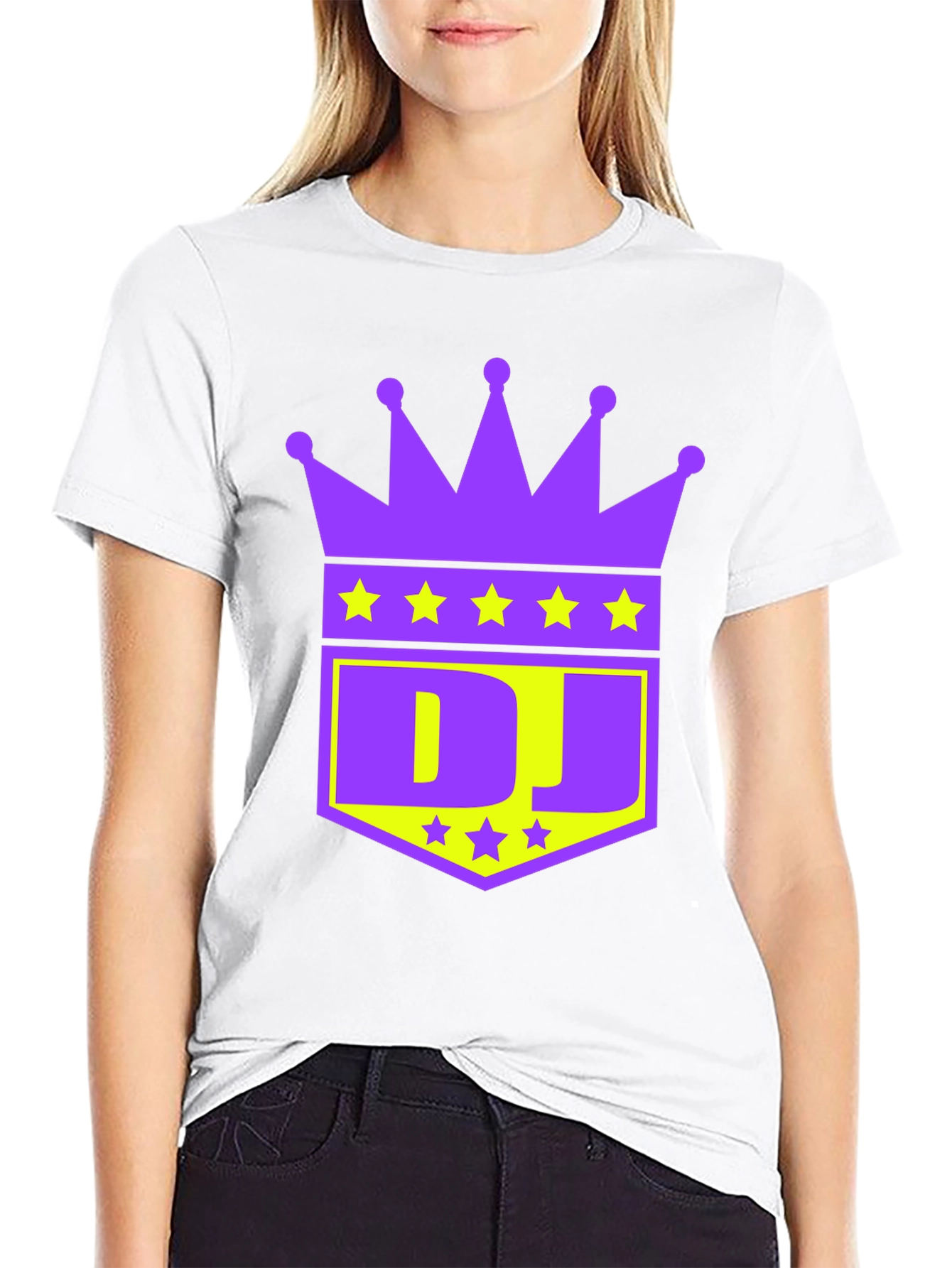 Black DJ Crown Graphic Tee - Purple and Gold view 9