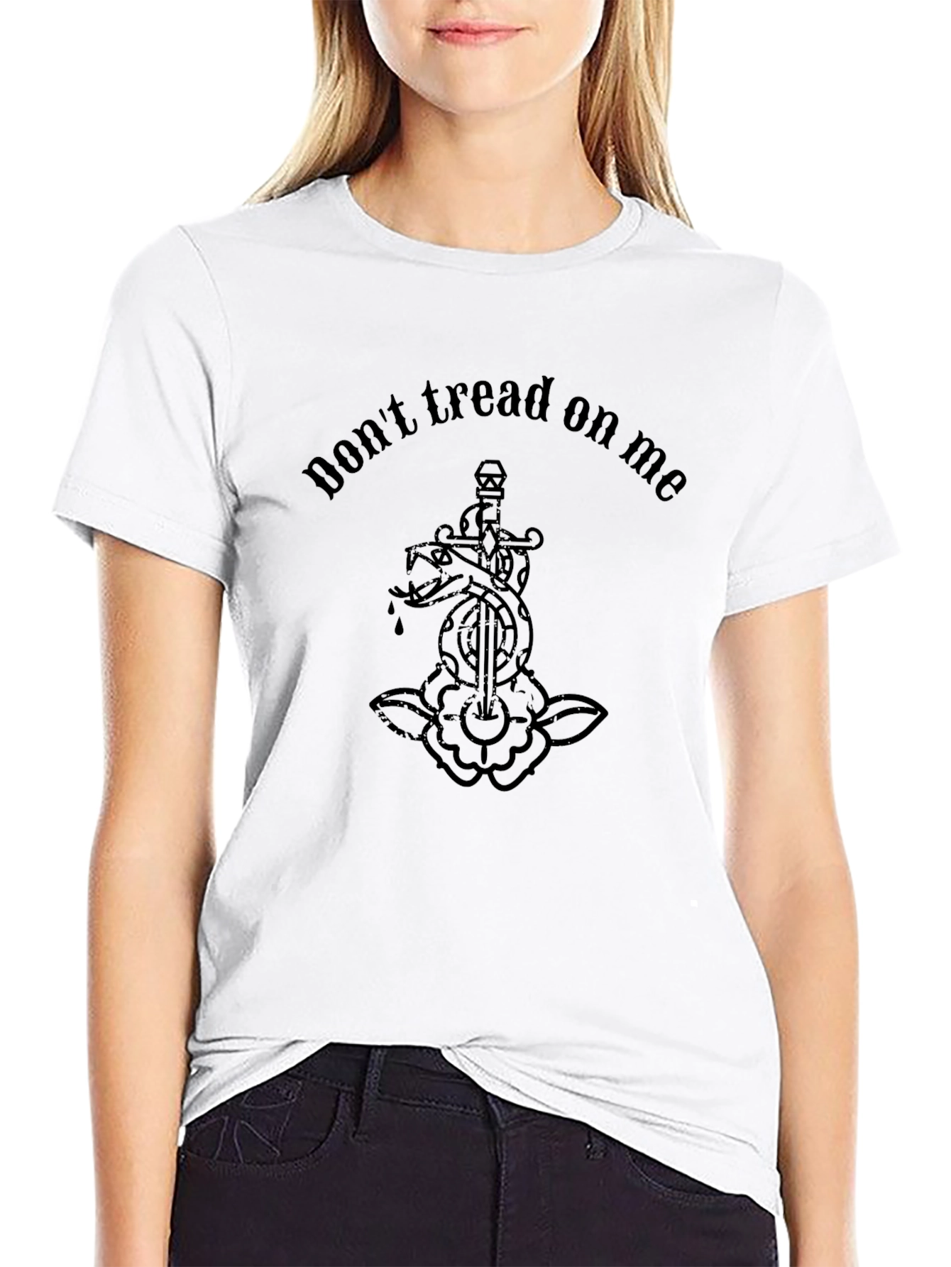 Black Don't Tread on Me Snake T-Shirt view 9