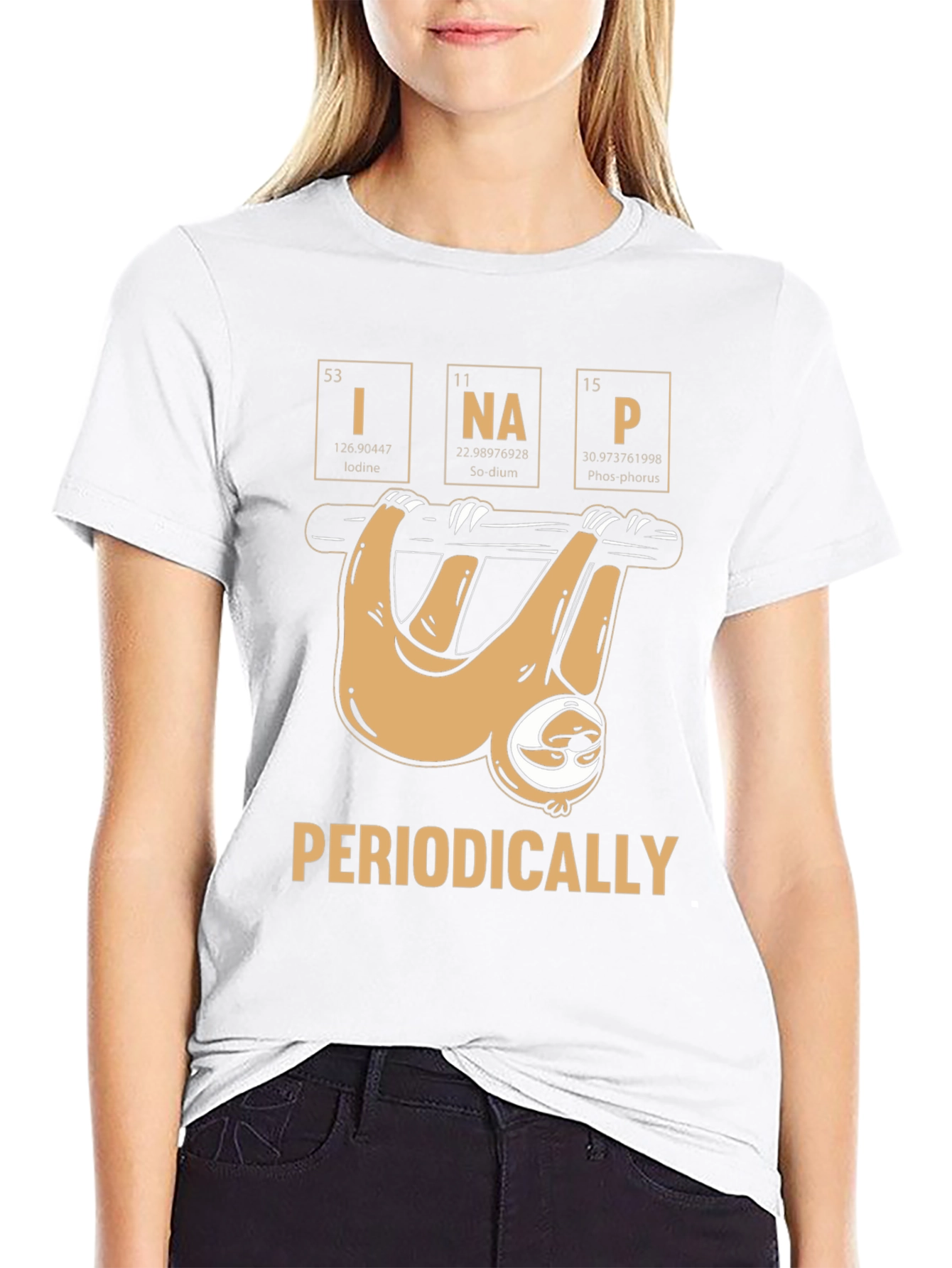 Black Periodically Sloth Funny T-Shirt view 9
