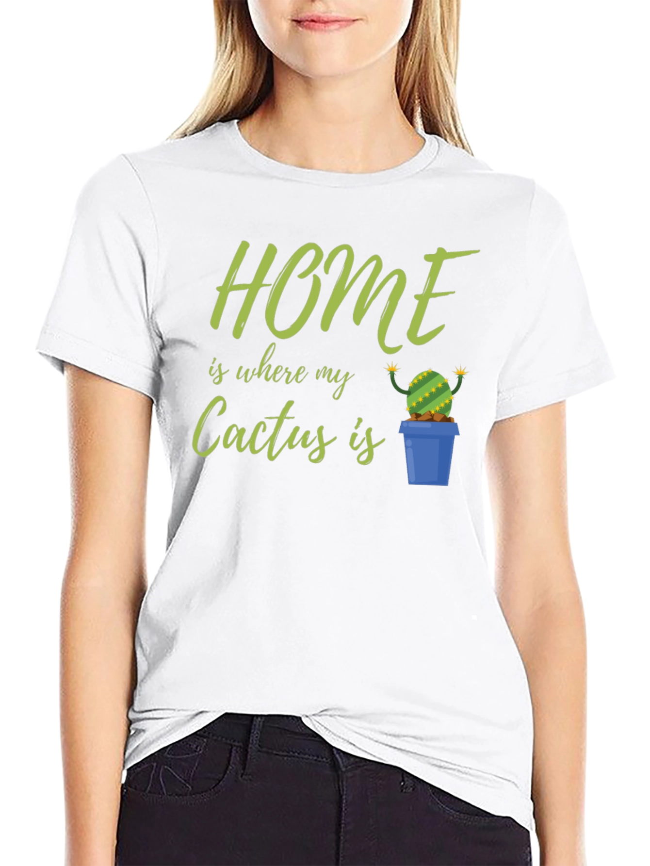 Black Home Is Where My Cactus Is T-Shirt view 9
