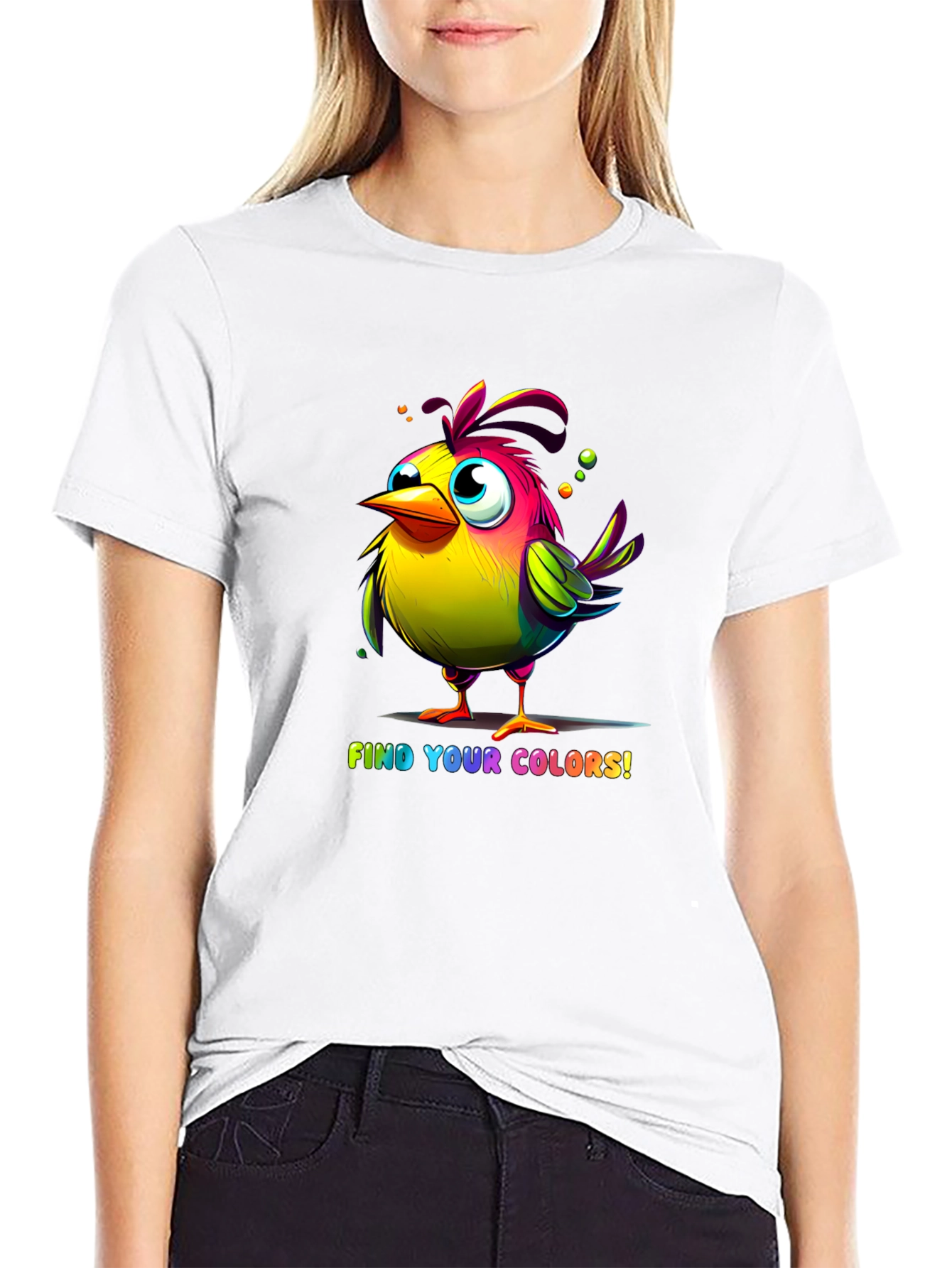 Black Colorful Bird T-Shirt - Find Your Colors! view 9