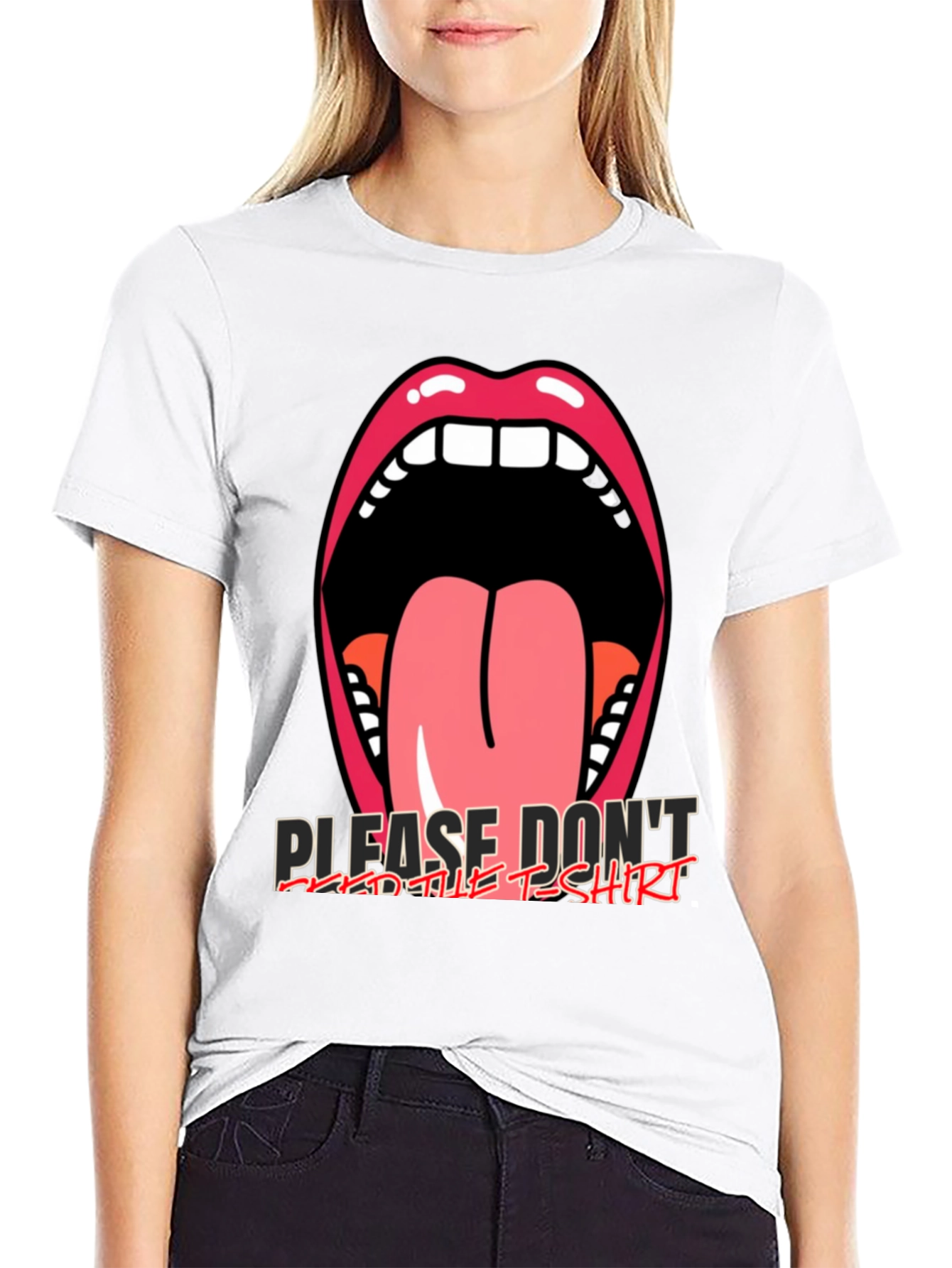 Black Graphic Tee: Open Mouth Tongue Out view 9