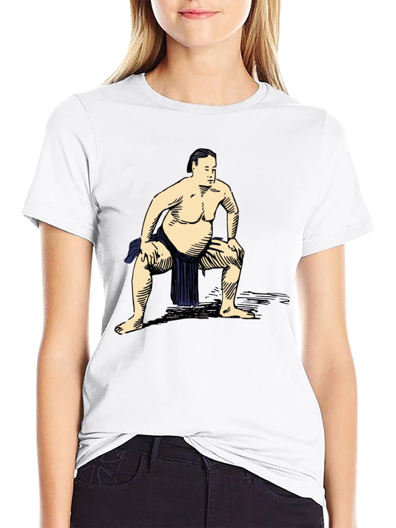 Black Sumo Wrestler Graphic T-Shirt - Casual Black Tee view 9