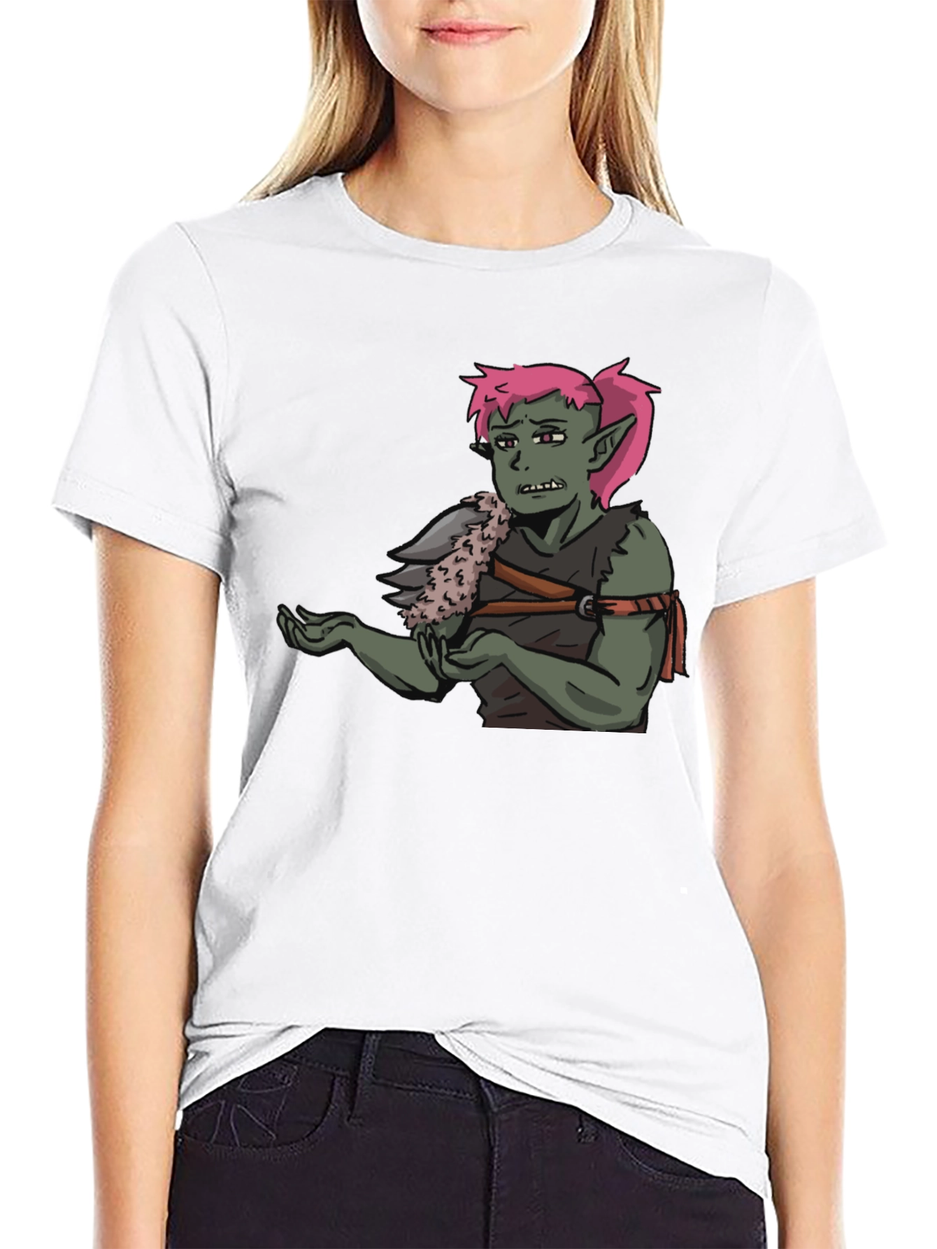 Black T-Shirt Featuring Green Character Graphic view 9