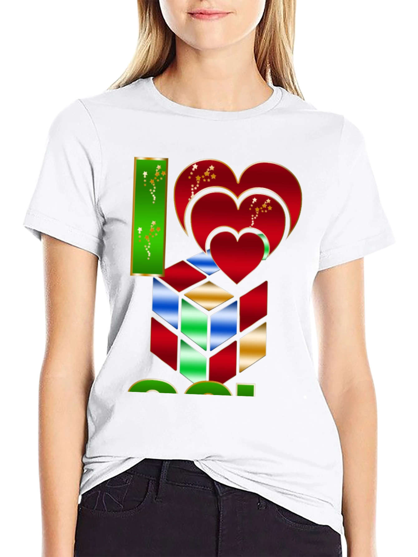Black I Heart Cube Graphic Tee - Puzzle Lover's Shirt view 9
