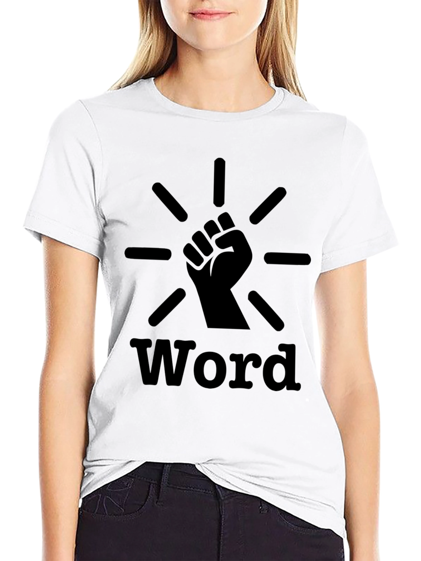 Black Word Power Fist T-Shirt - Black Graphic Tee view 9