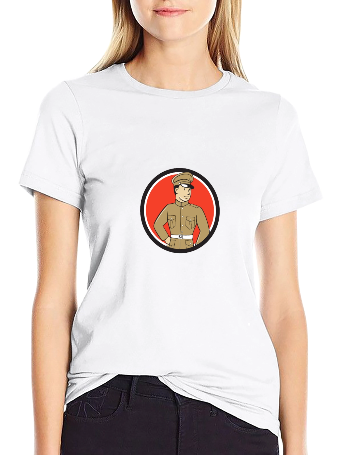 Black Retro Cartoon Soldier T-Shirt view 9