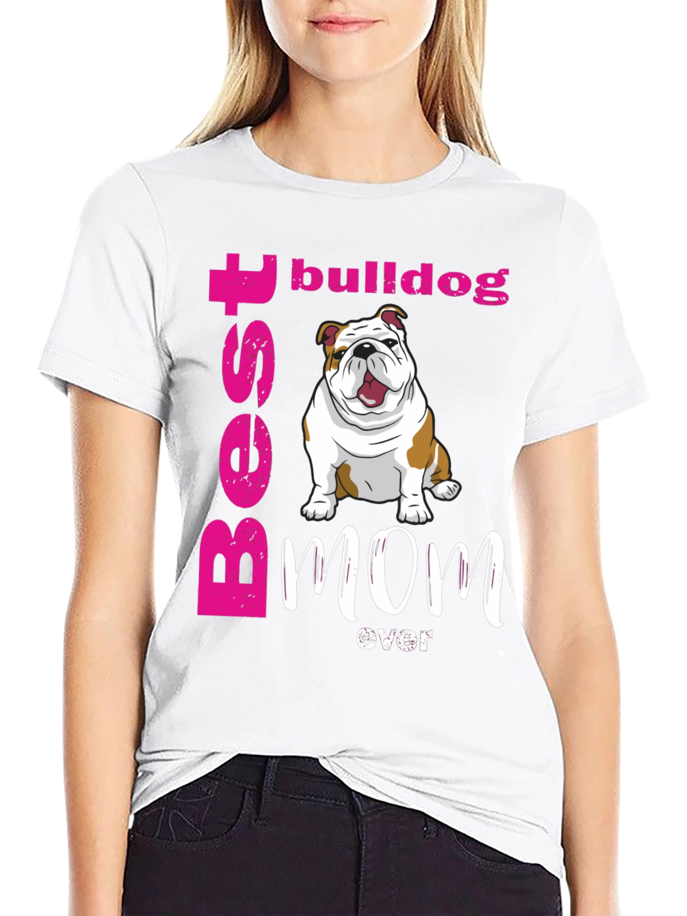 Black Best Bulldog Mom Ever T-Shirt - Cute Dog Graphic Tee view 9