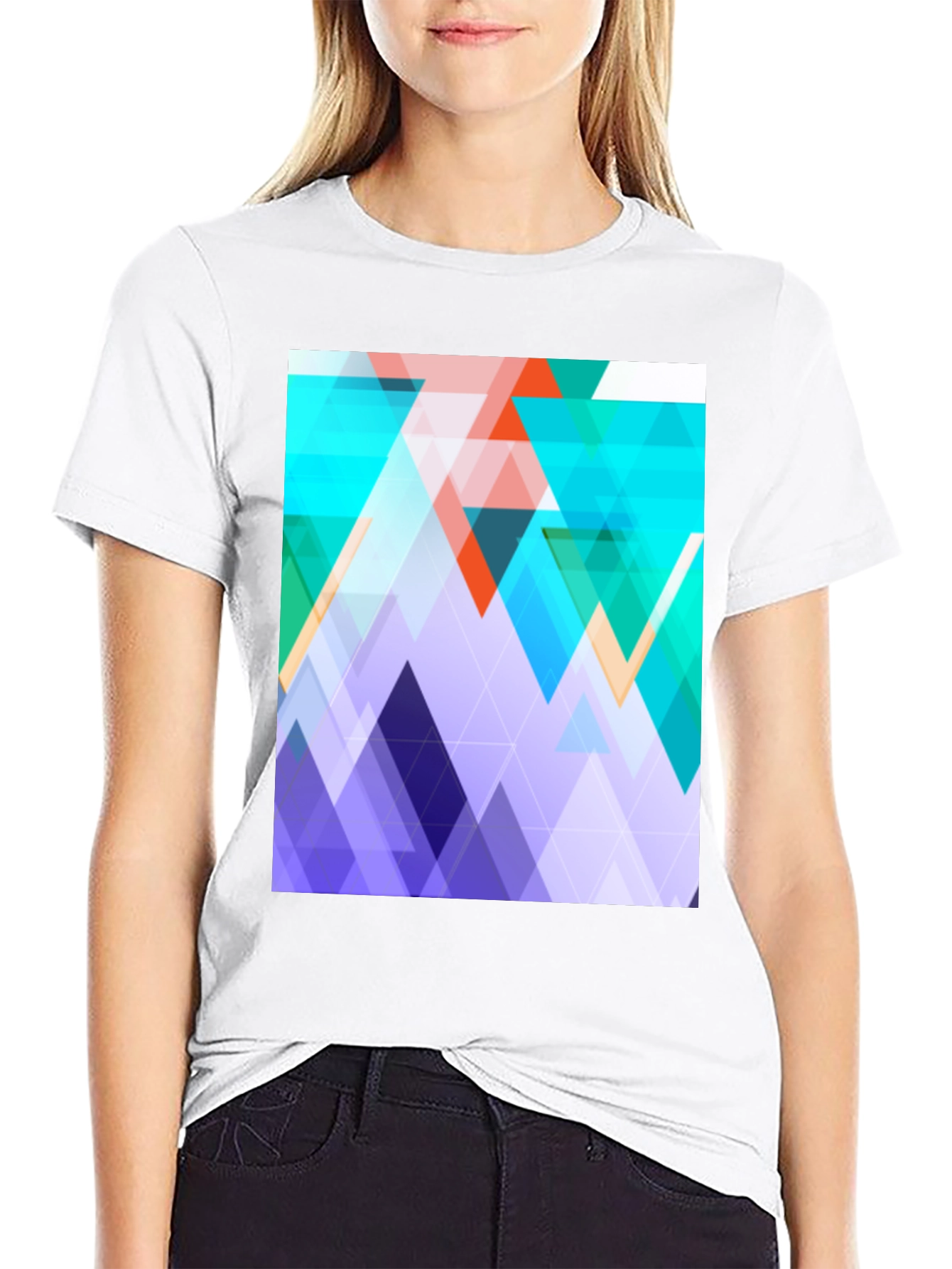 Black Geometric Triangle T-Shirt - Modern Abstract Design view 9