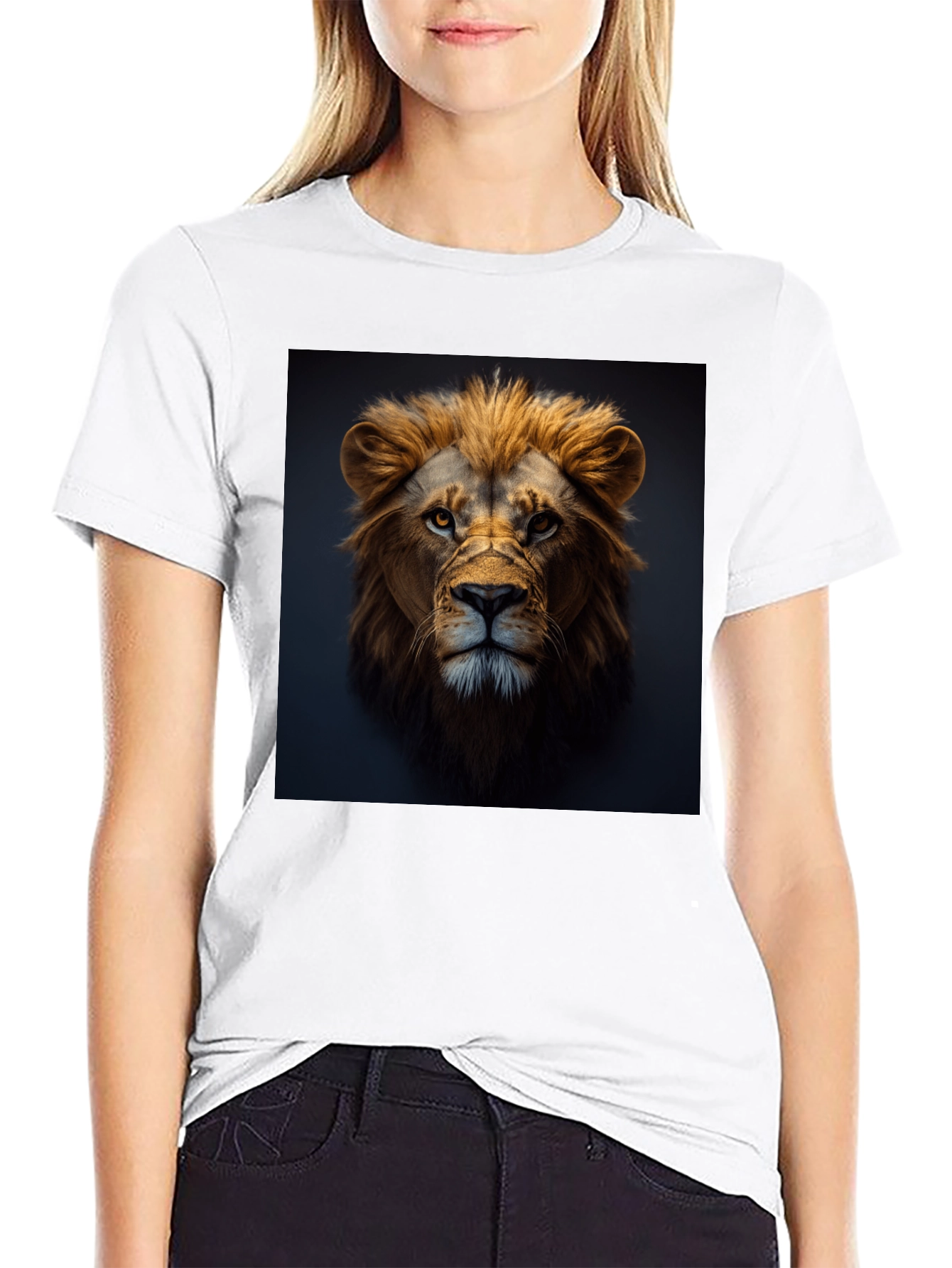 Black Lion Portrait Black T-Shirt view 9