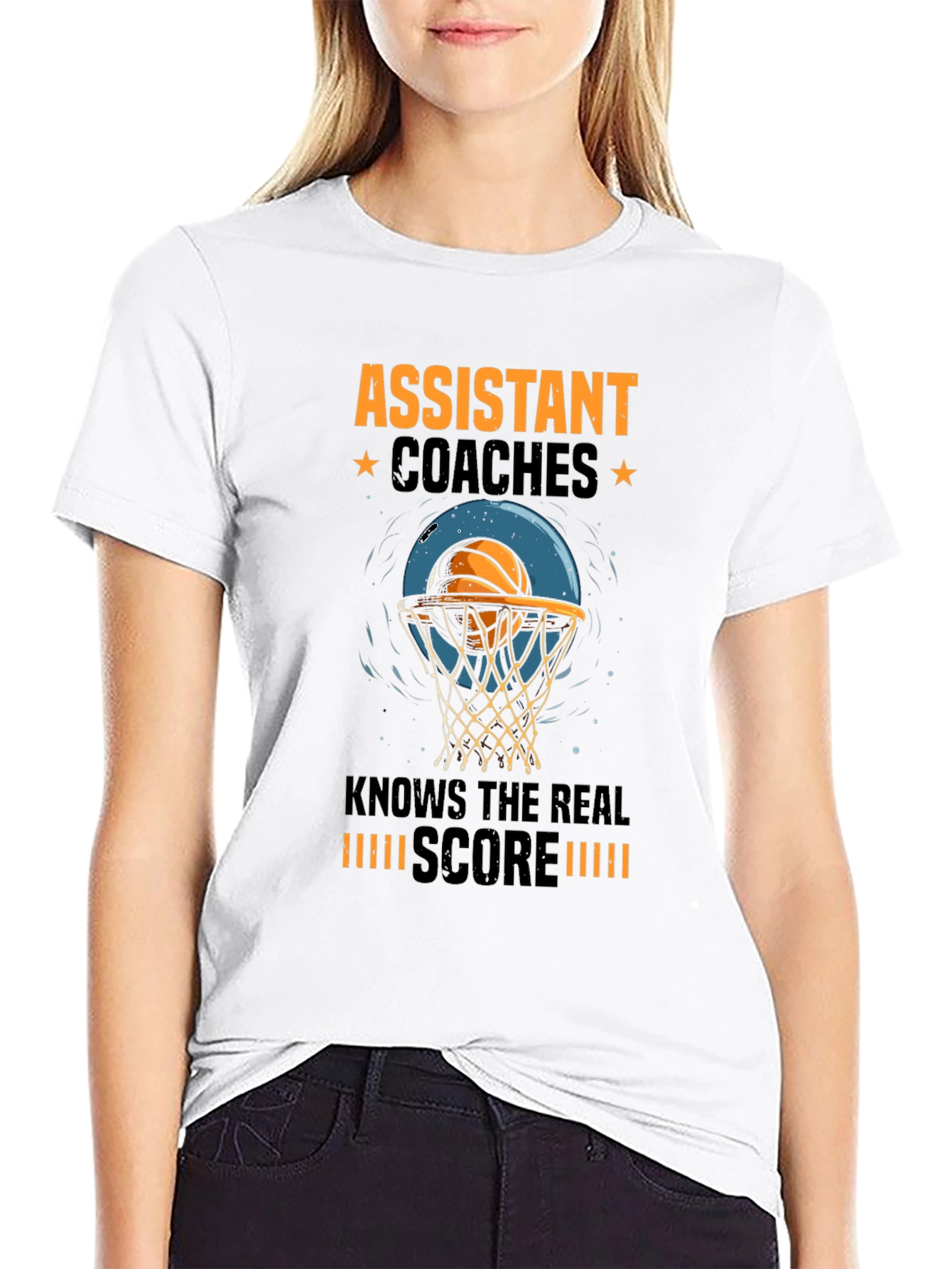 Black Assistant Coaches T-Shirt: Real Score Basketball Tee view 9