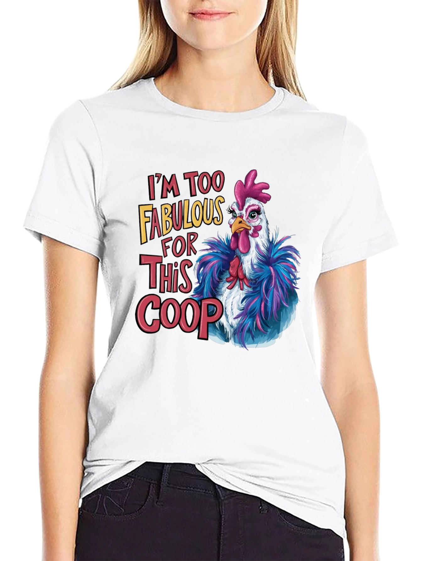 Black Fabulous Chicken T-Shirt - Funny Graphic Tee view 9