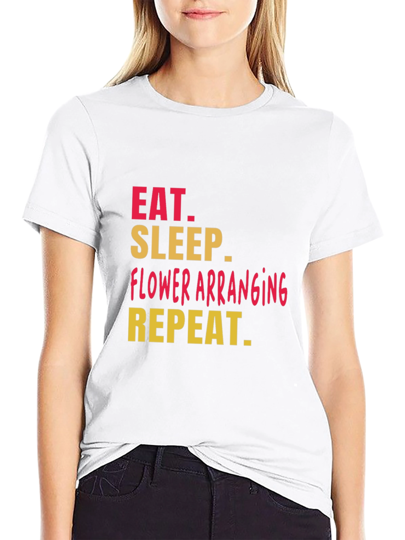 Black Eat Sleep Flower Arranging T-Shirt view 9
