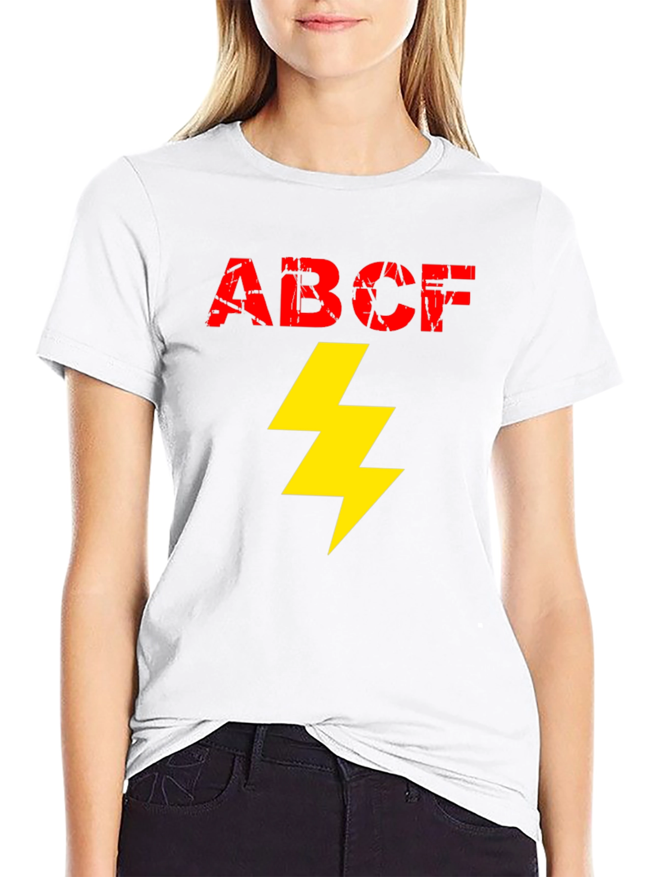Black ABCF Lightning Bolt Graphic Tee - Cool Men's Black T-Shirt view 9