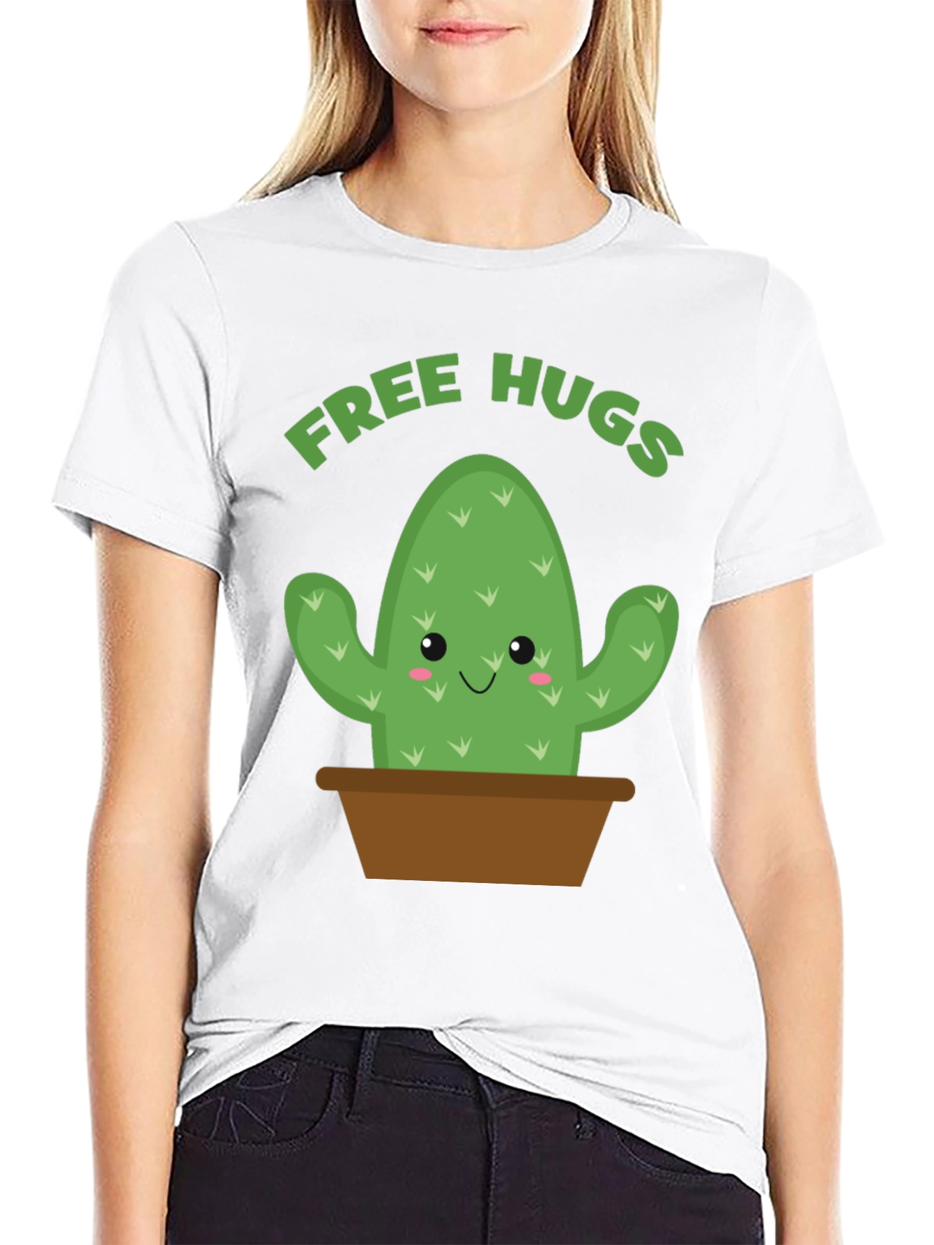 Black Free Hugs Cactus Graphic Tee view 9