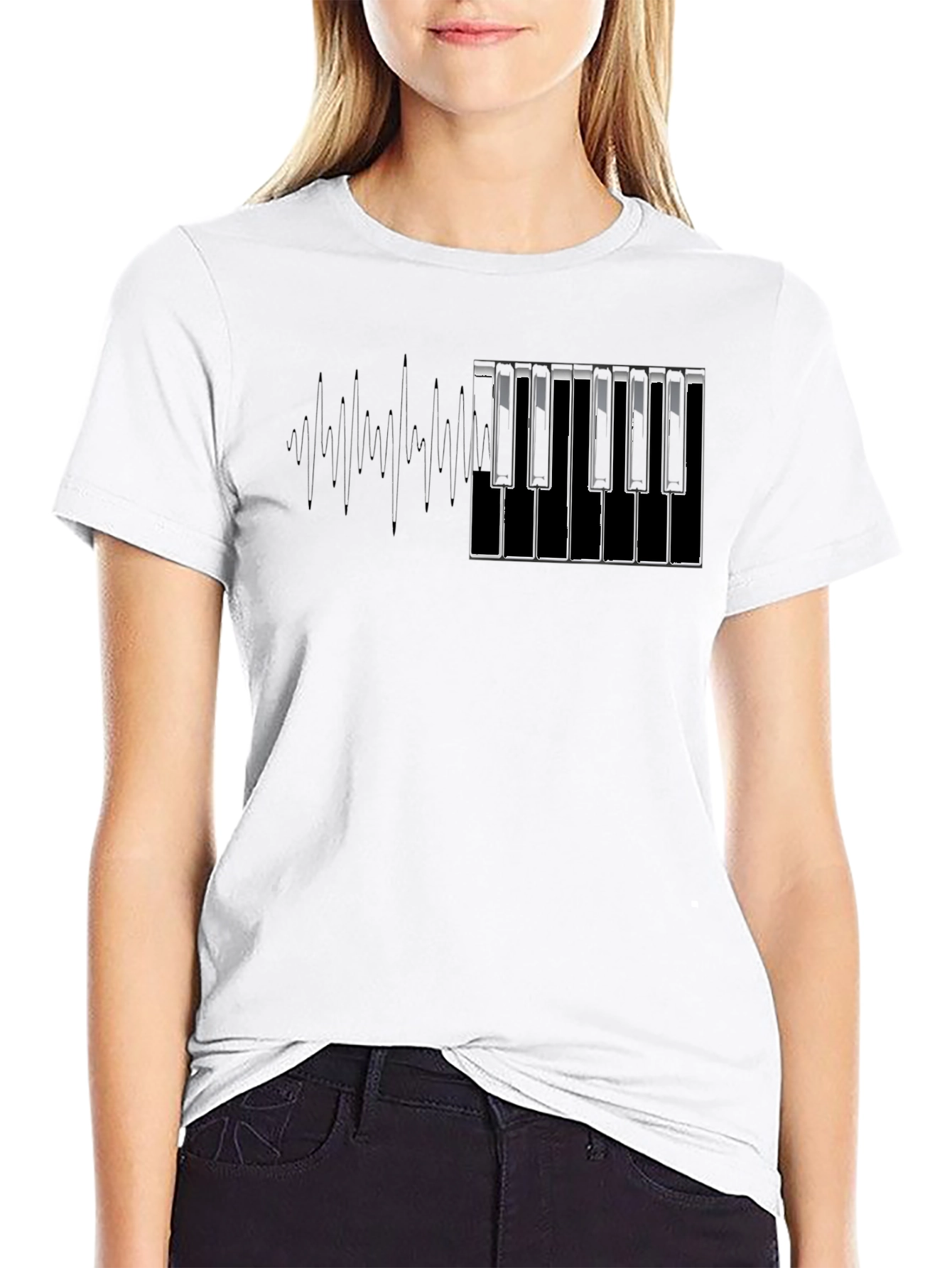 Black Piano Keys Graphic Tee - Black Short Sleeve view 9