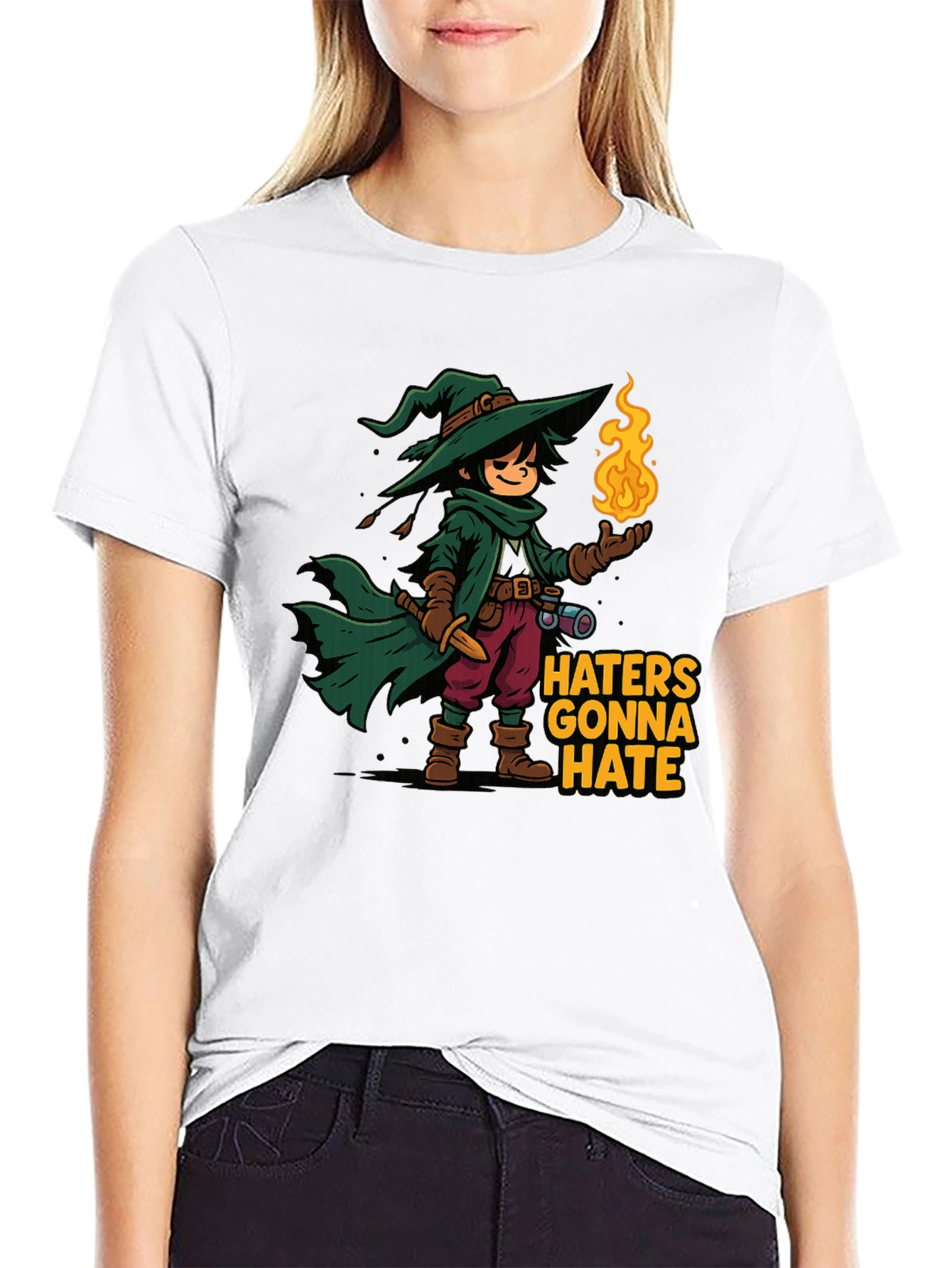 Black Haters Gonna Hate Wizard Cartoon T-Shirt view 9