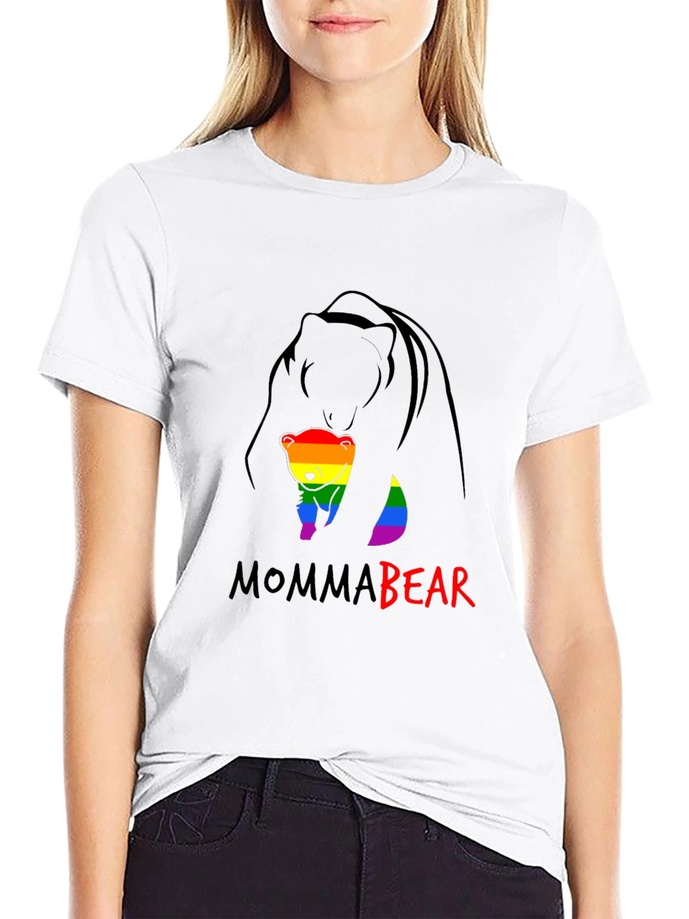 Black Momma Bear Pride T-Shirt - Rainbow Graphic Tee view 9