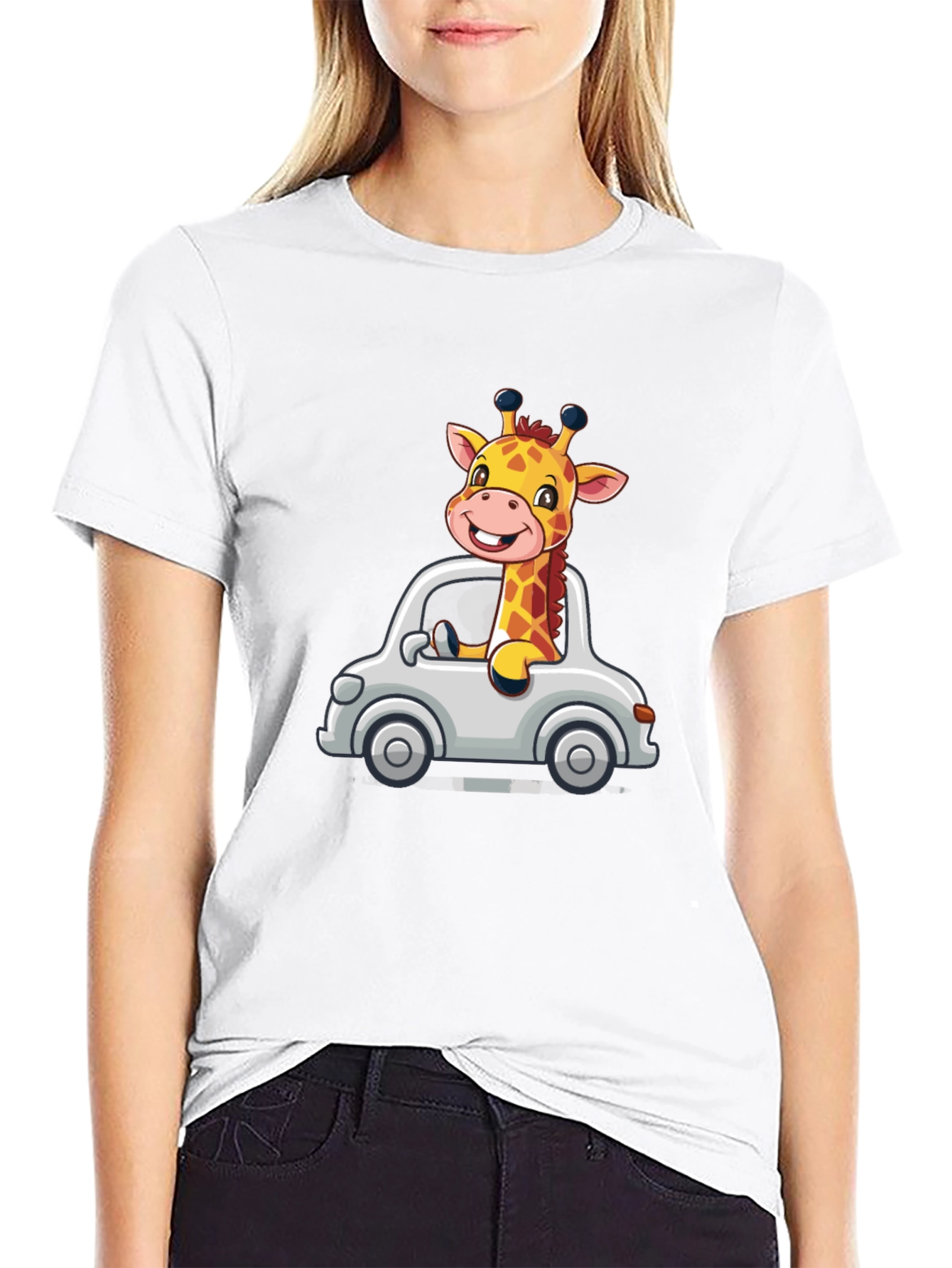 Black Giraffe Car Ride T-Shirt view 9