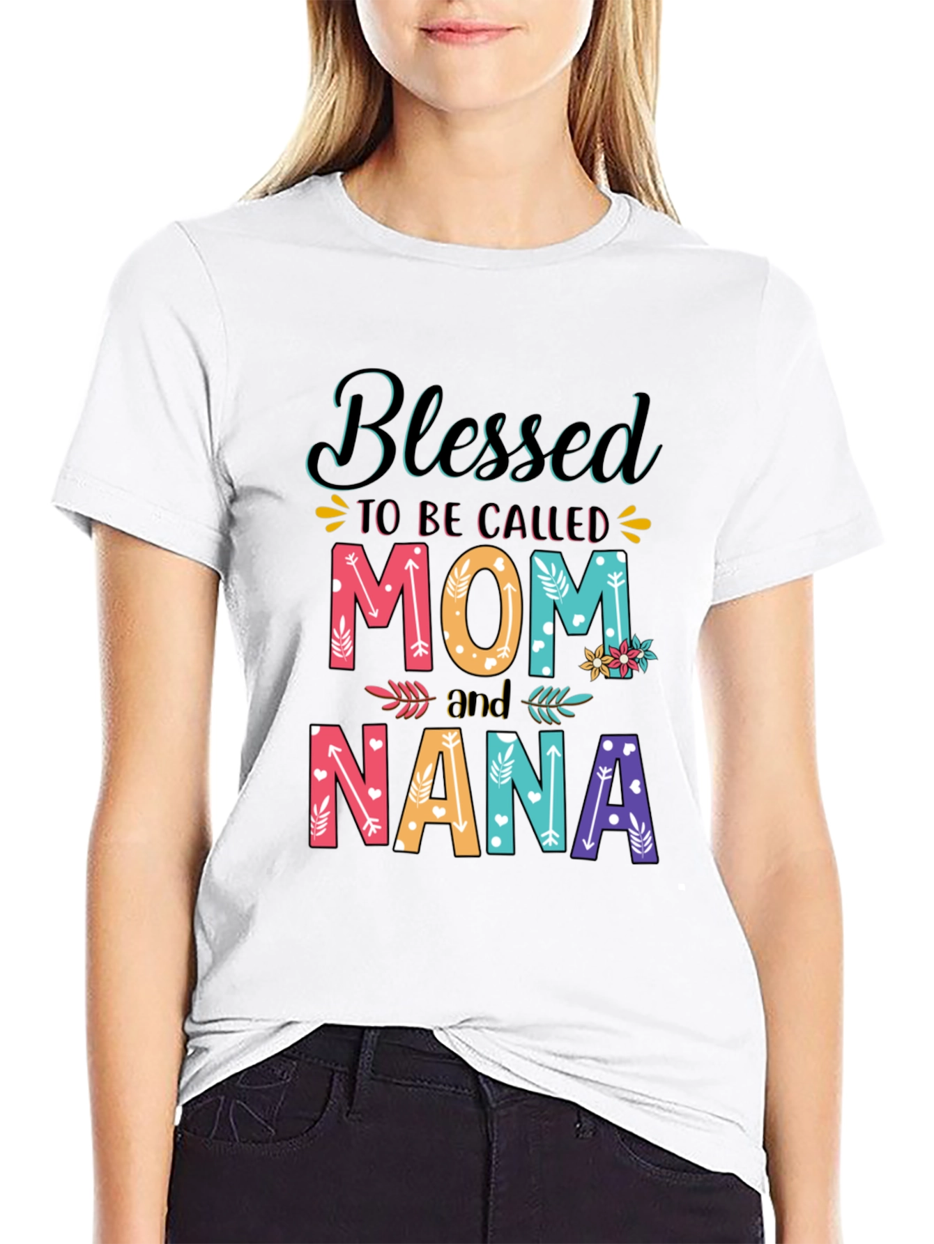 Black Blessed Mom and Nana T-Shirt view 9