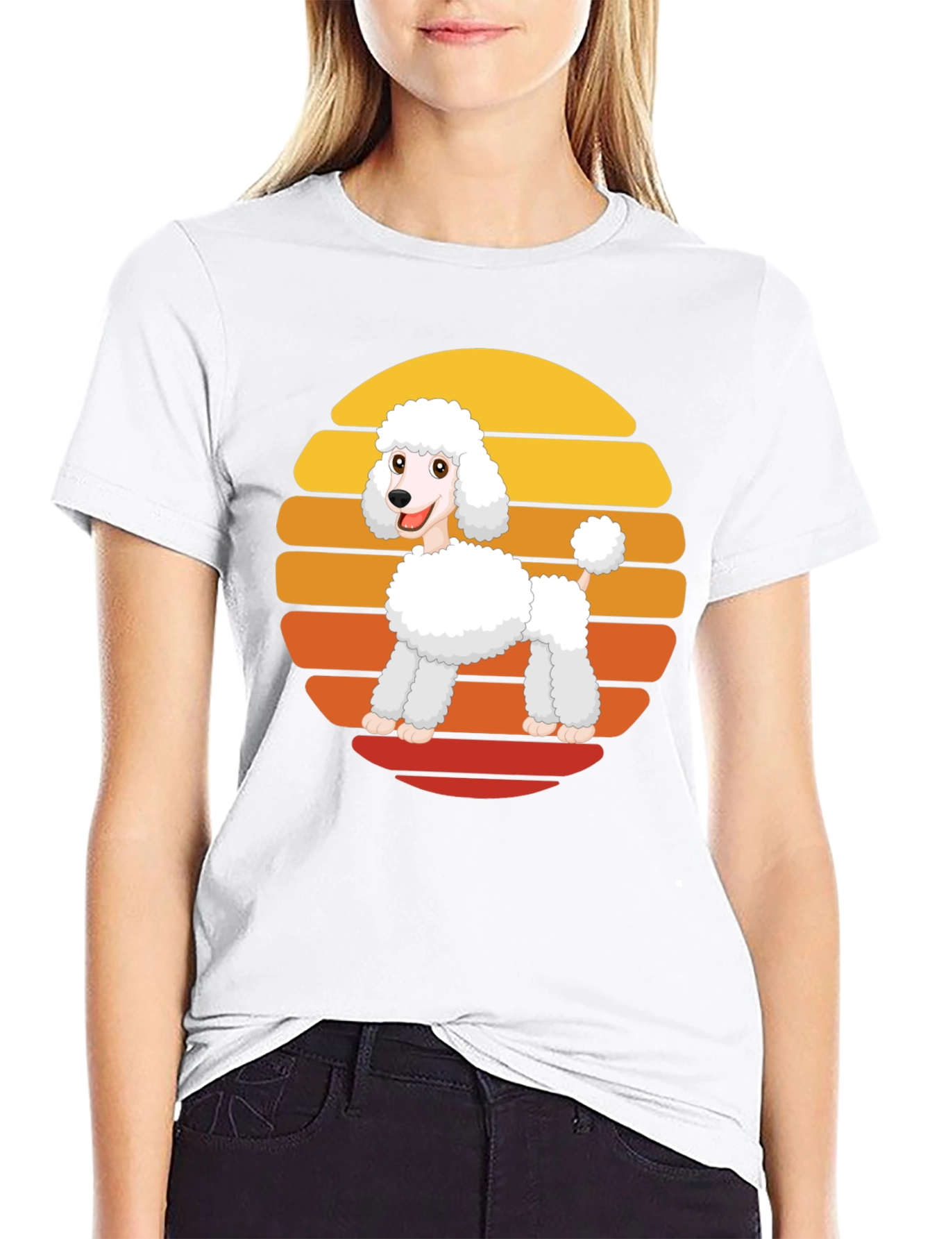 Black Poodle Sunset Graphic Tee view 9