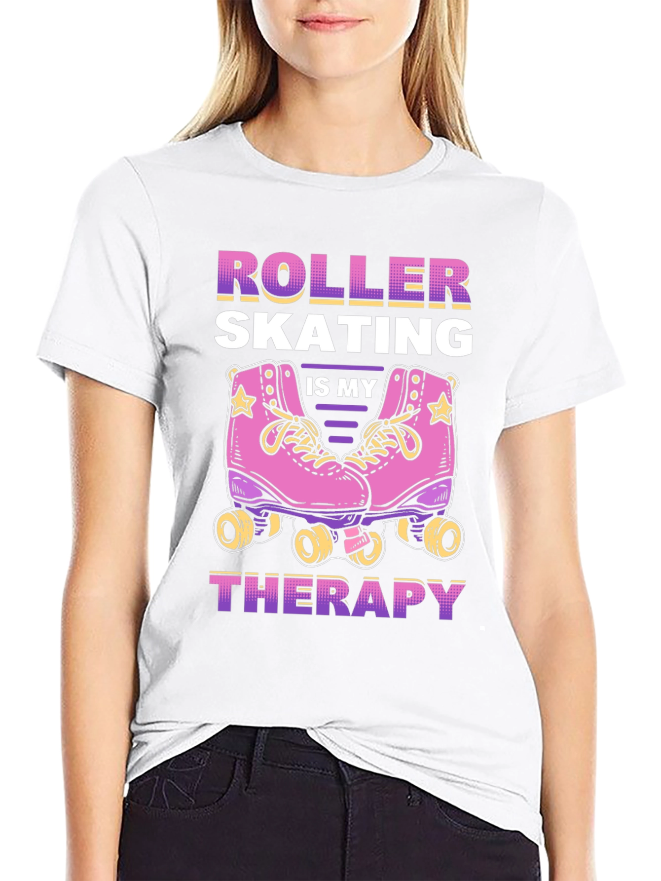 Black Roller Skating is My Therapy T-Shirt view 9
