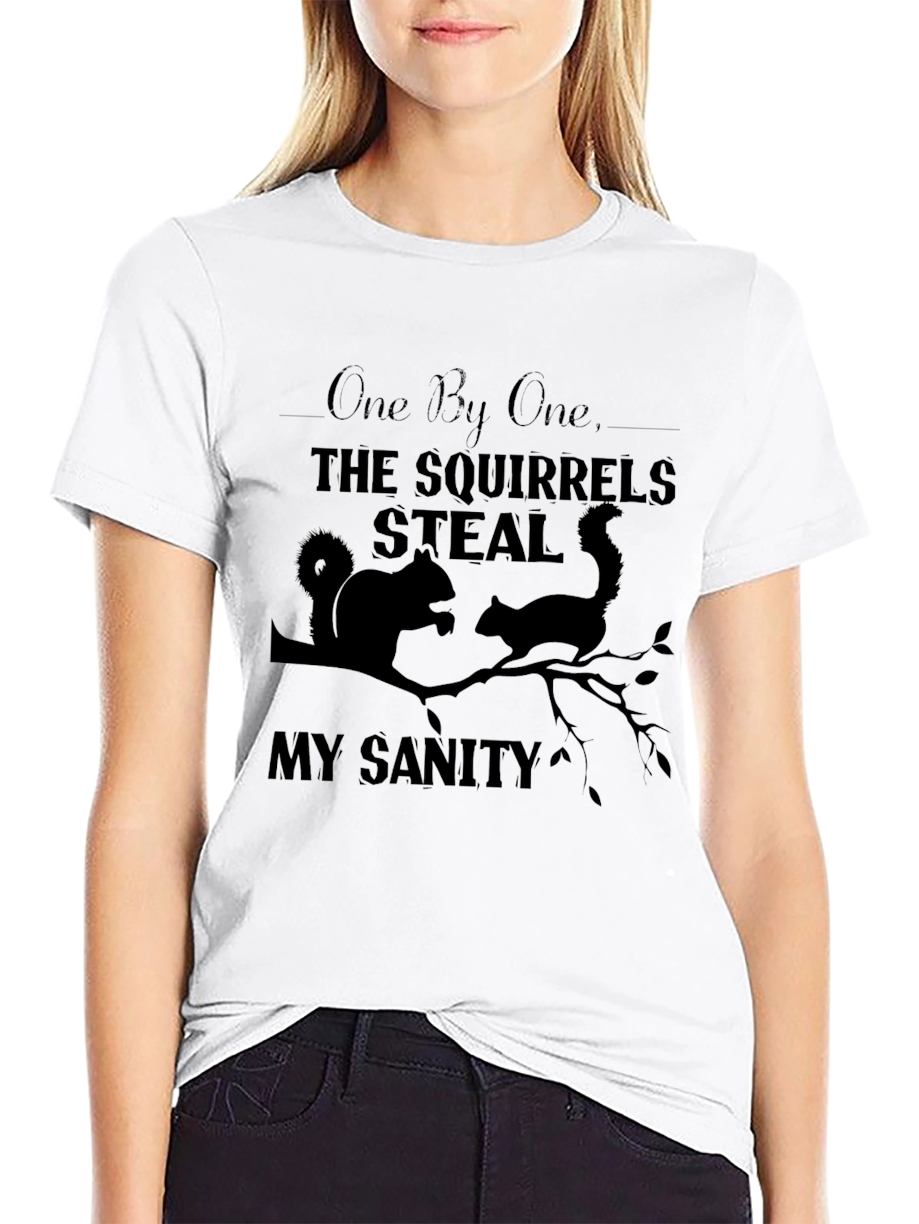 Black Squirrel Steal My Sanity Graphic T-Shirt view 9