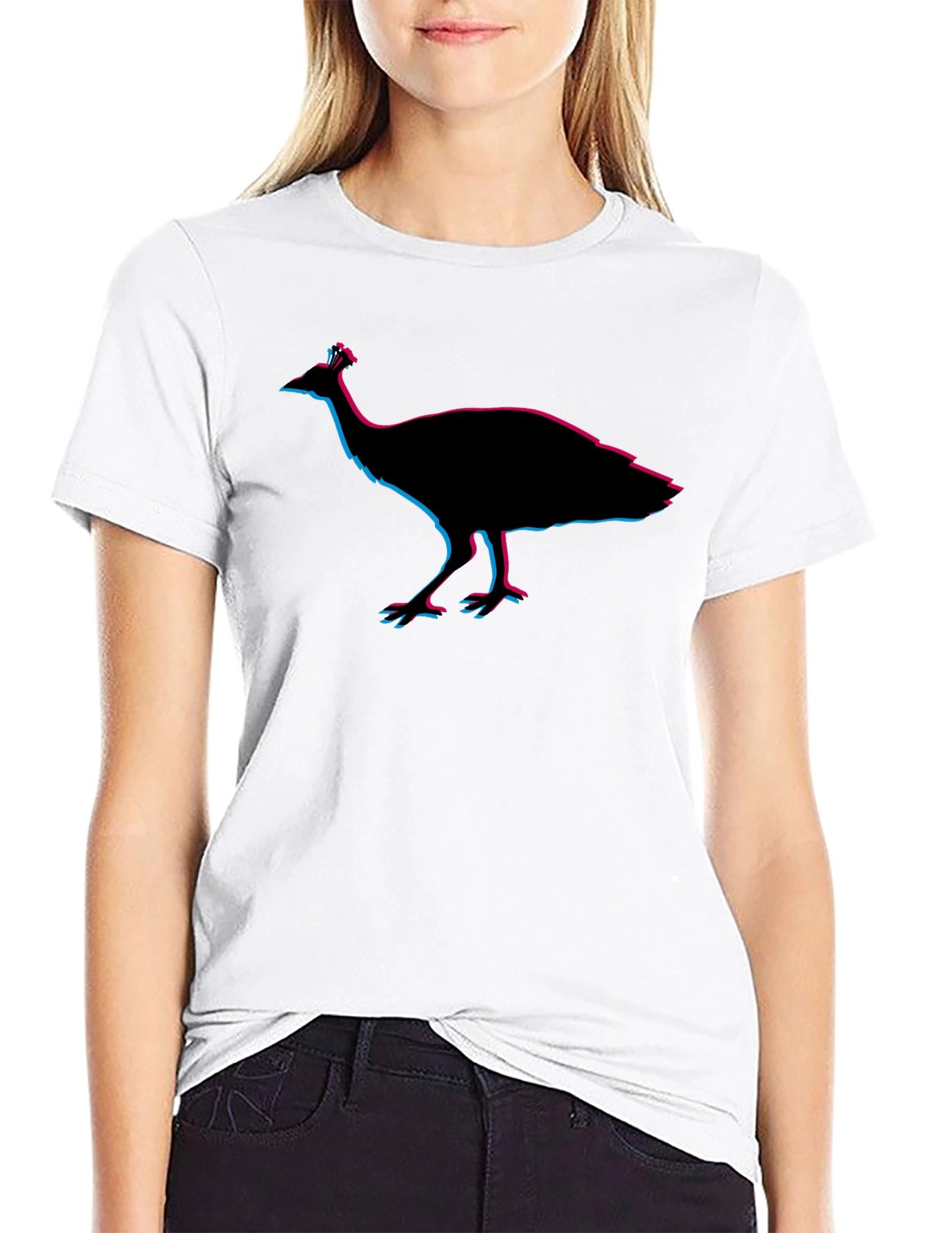 Black Peacock Silhouette T-Shirt - Graphic Tee view 9