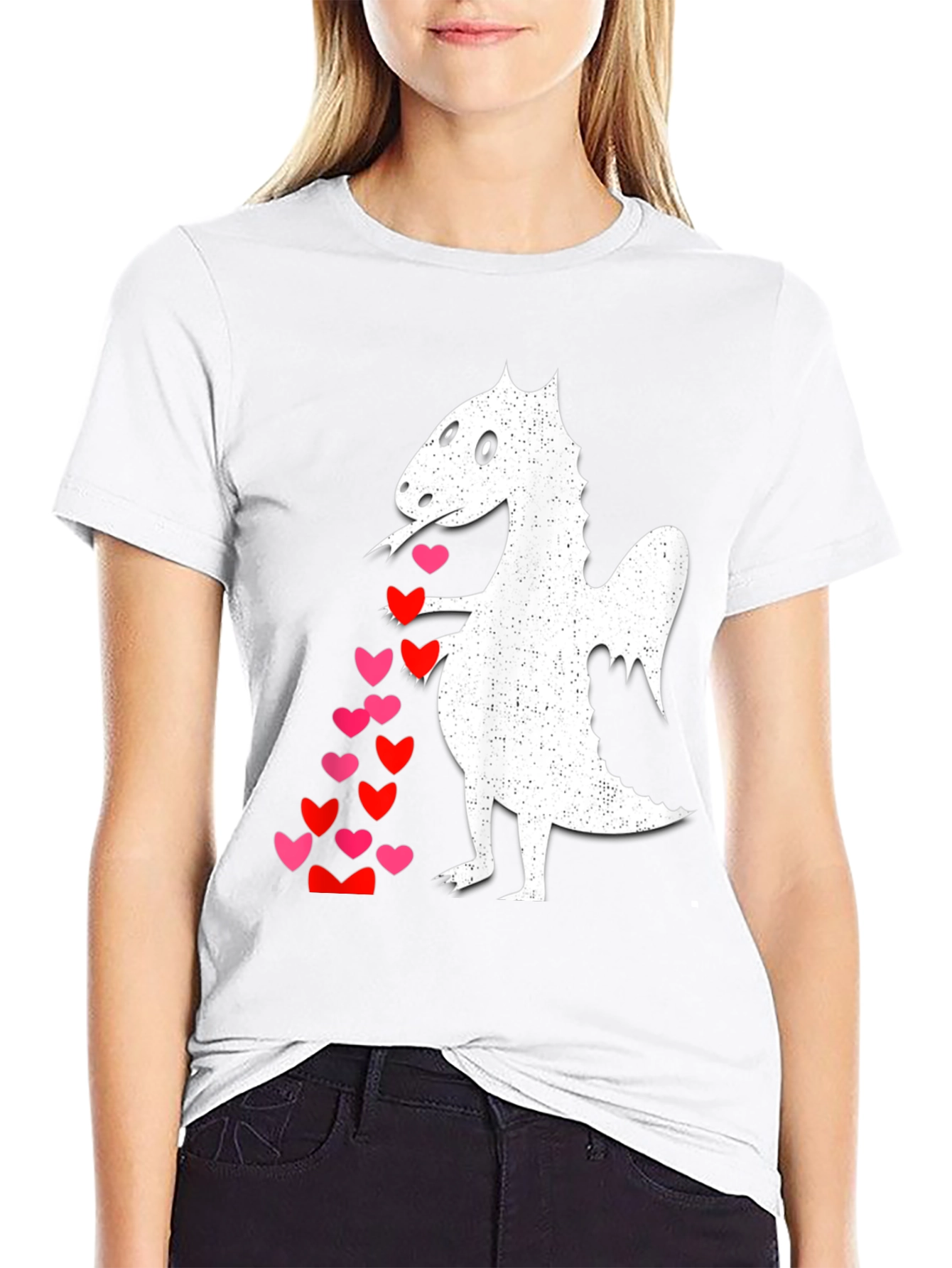 Black Dragon Love T-Shirt - Whimsical Heart Design view 9