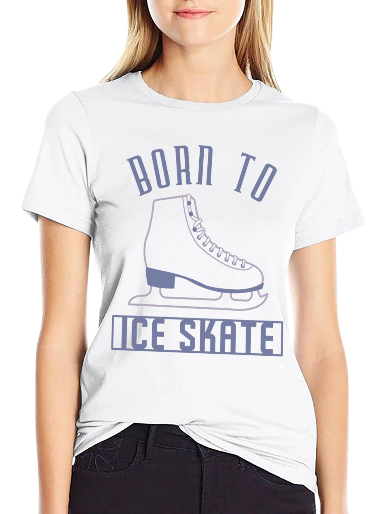 Black Born to Ice Skate T-Shirt - Black Graphic Tee view 9