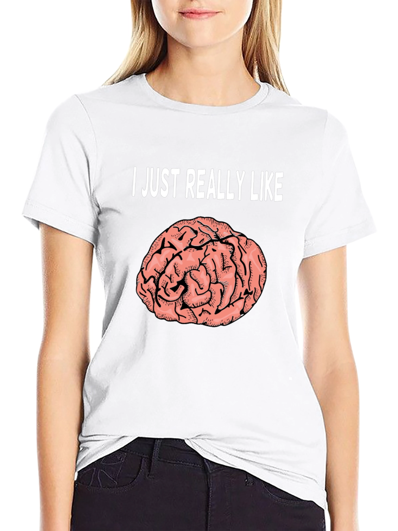 Black Brain Graphic T-Shirt: I Just Really Like Brains Tee view 9