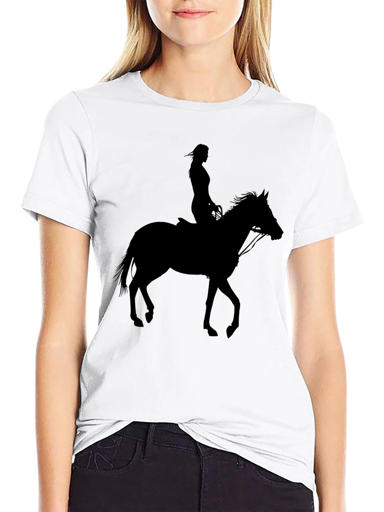 Black Horse Rider Silhouette Graphic Tee view 9