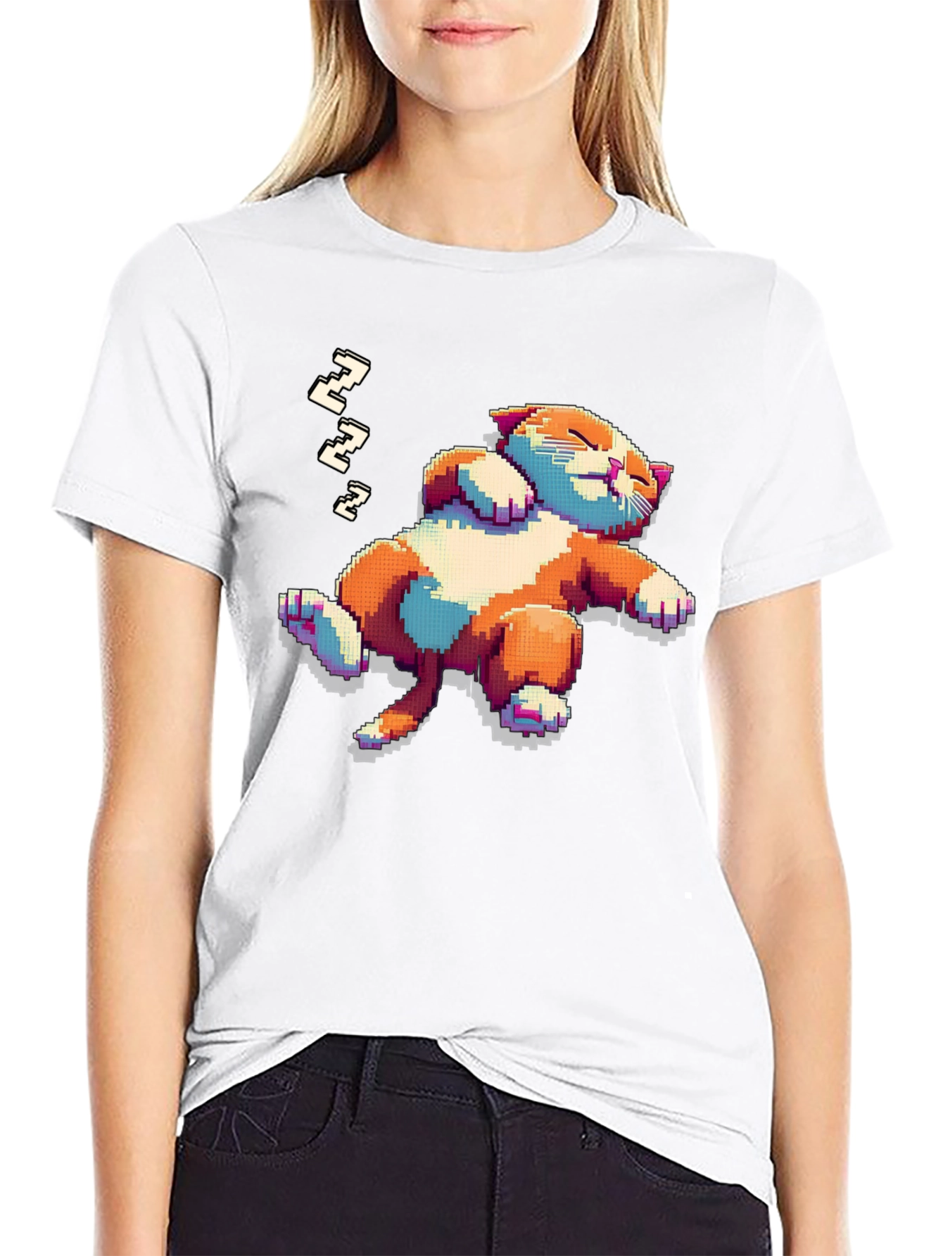 Black Pixel Cat Nap T-Shirt view 9