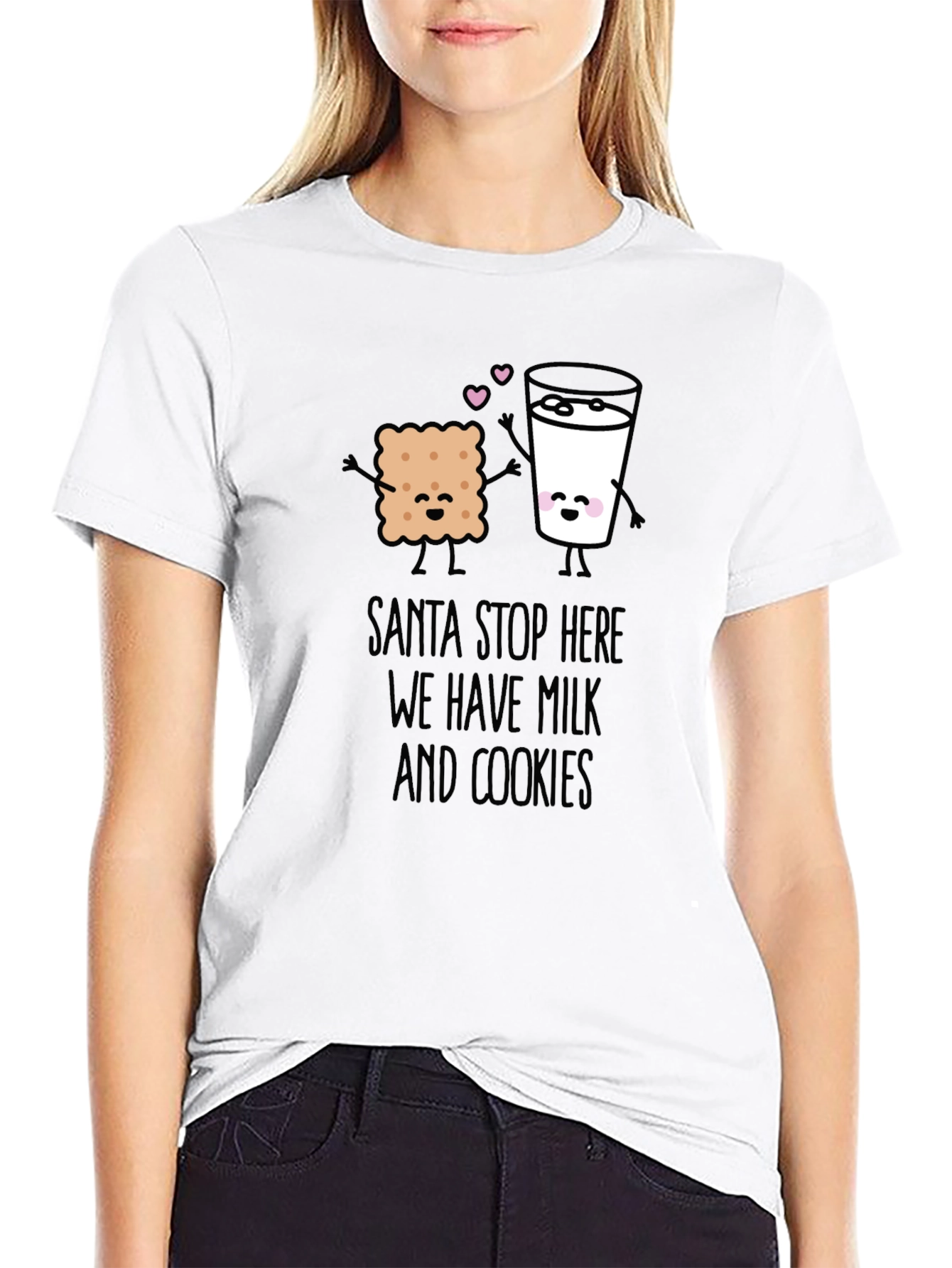 Black Santa Stop Here Milk & Cookies Graphic Tee view 9