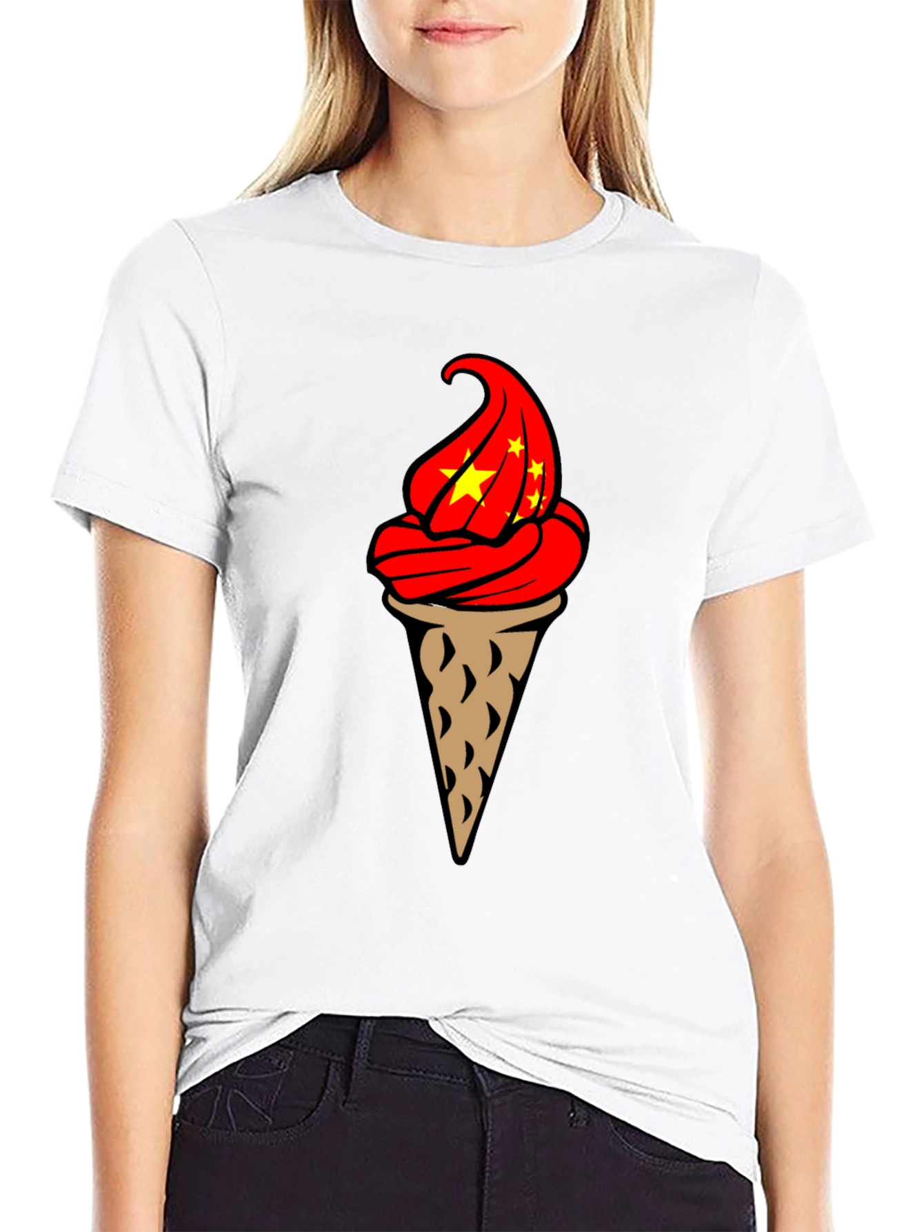 Black Ice Cream Cone Graphic T-Shirt - Novelty Design view 9