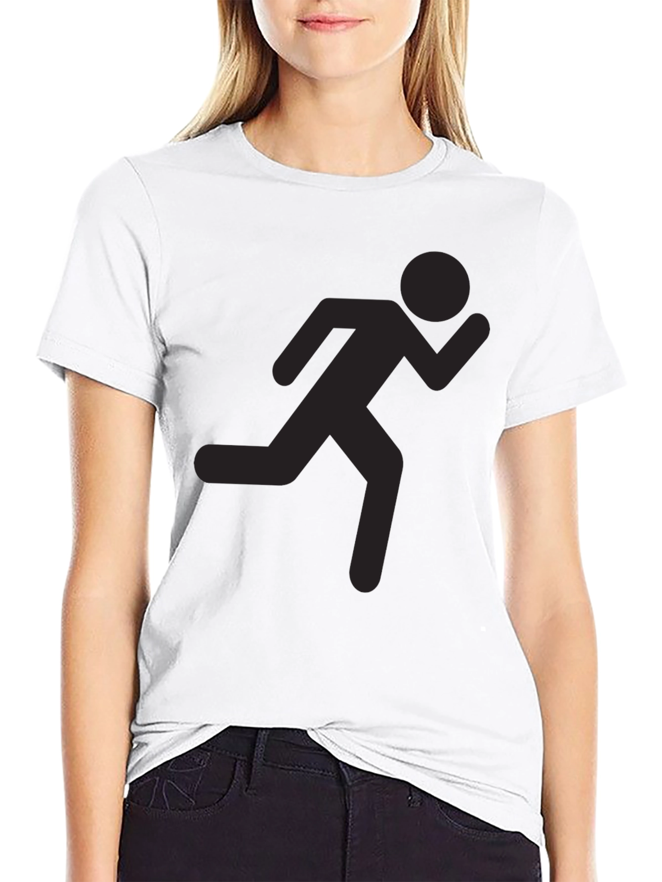 Black Running Man Graphic Tee - Black Cotton Blend view 9