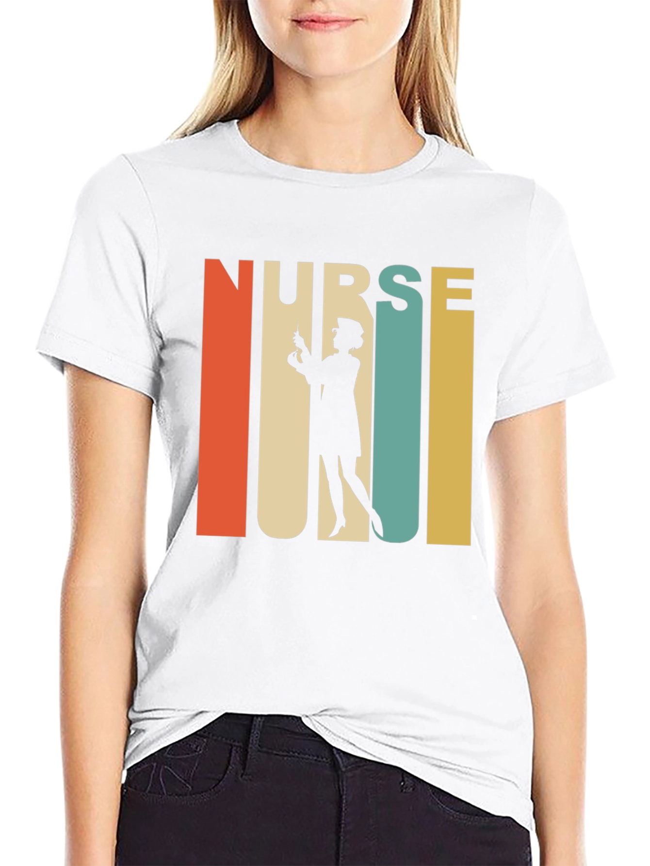Black Retro Nurse Graphic T-Shirt - Vintage Style Tee view 9