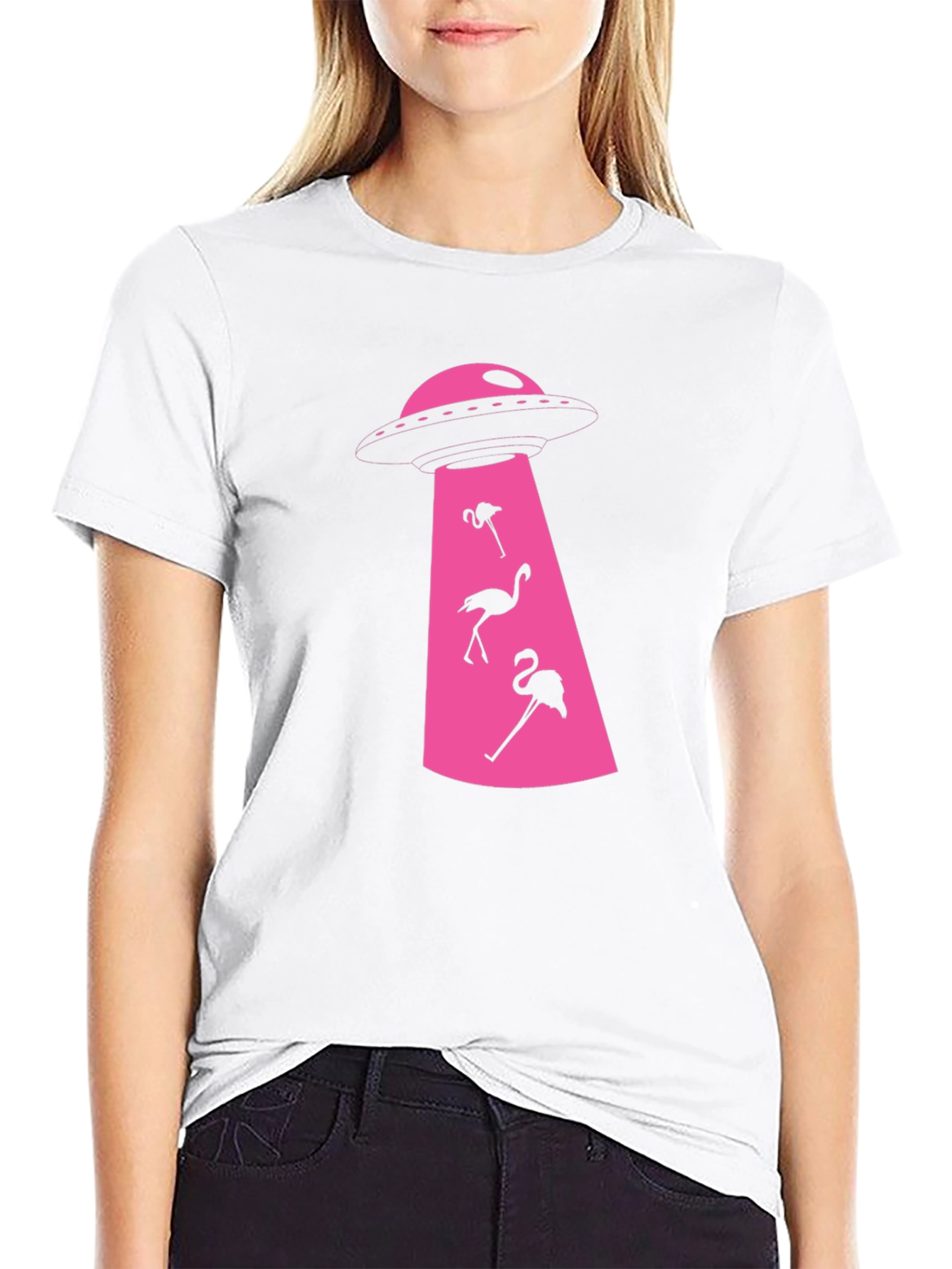 Black Flamingo Abduction T-Shirt: Fun & Unique Design view 9