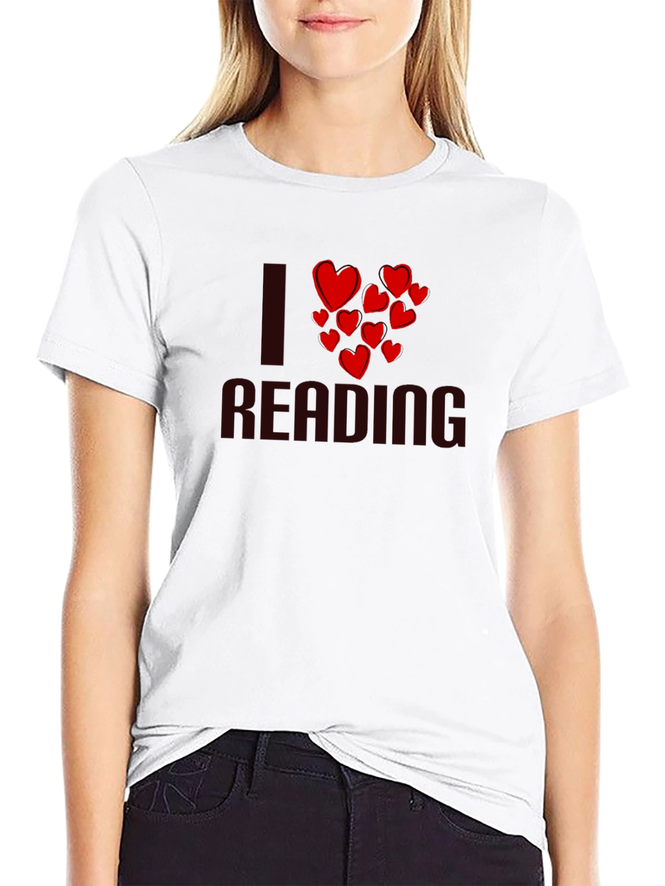 Black I Heart Reading - Black T-Shirt view 9