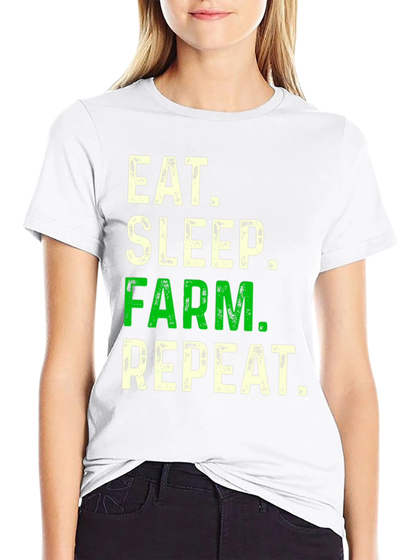 Black Eat Sleep Farm Repeat Graphic Tee view 9