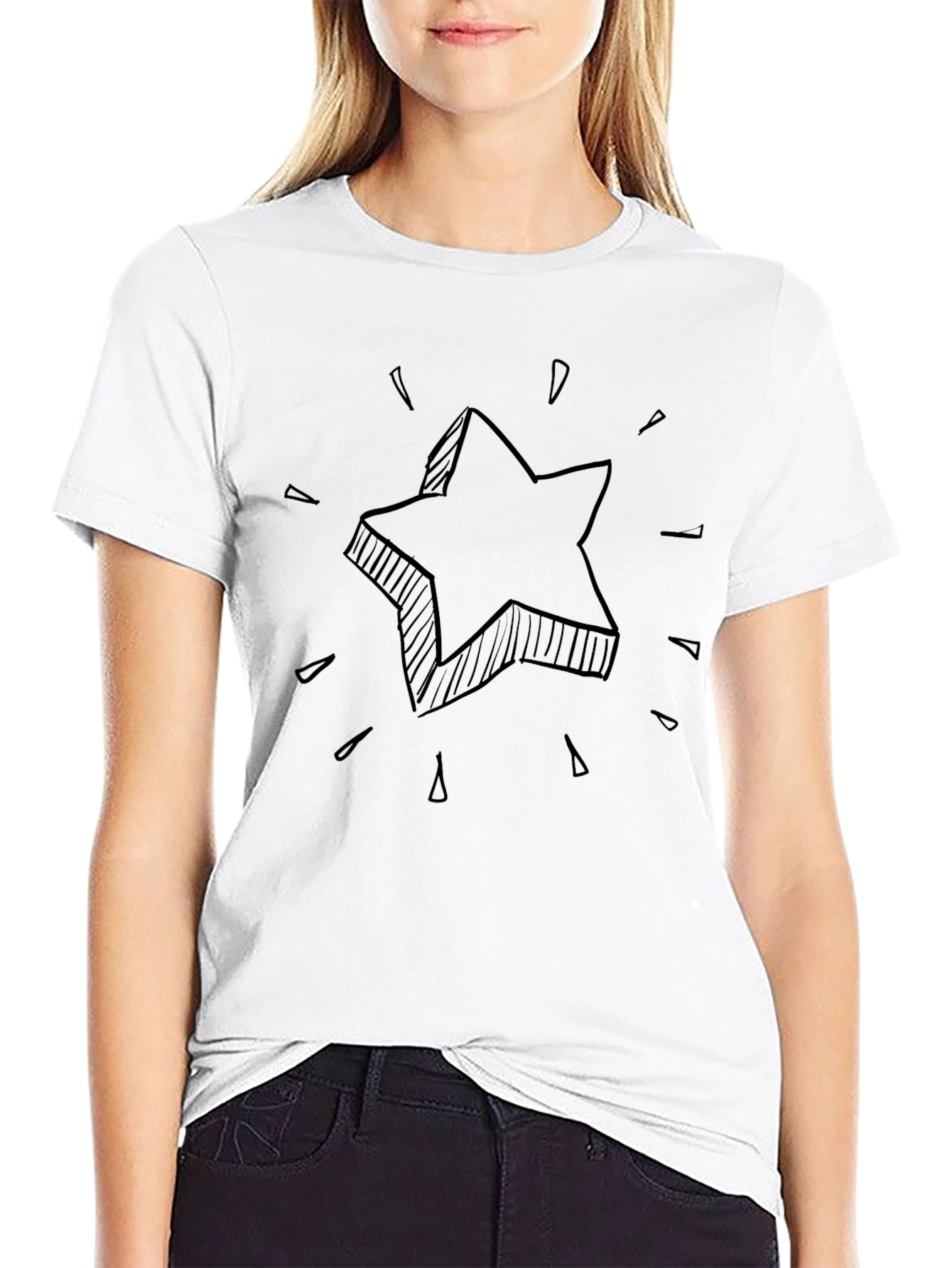 Black Black Star Graphic Men's Tee - Modern Casual Wear view 9