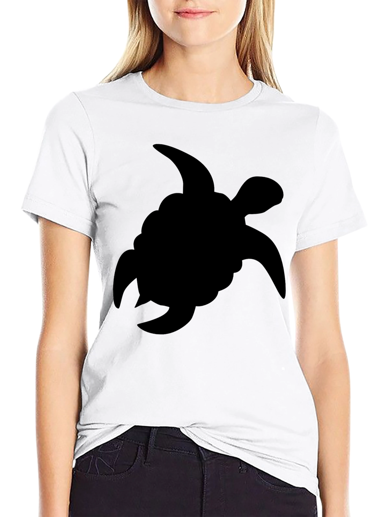 Black Black Turtle Silhouette T-Shirt - Casual Style view 9