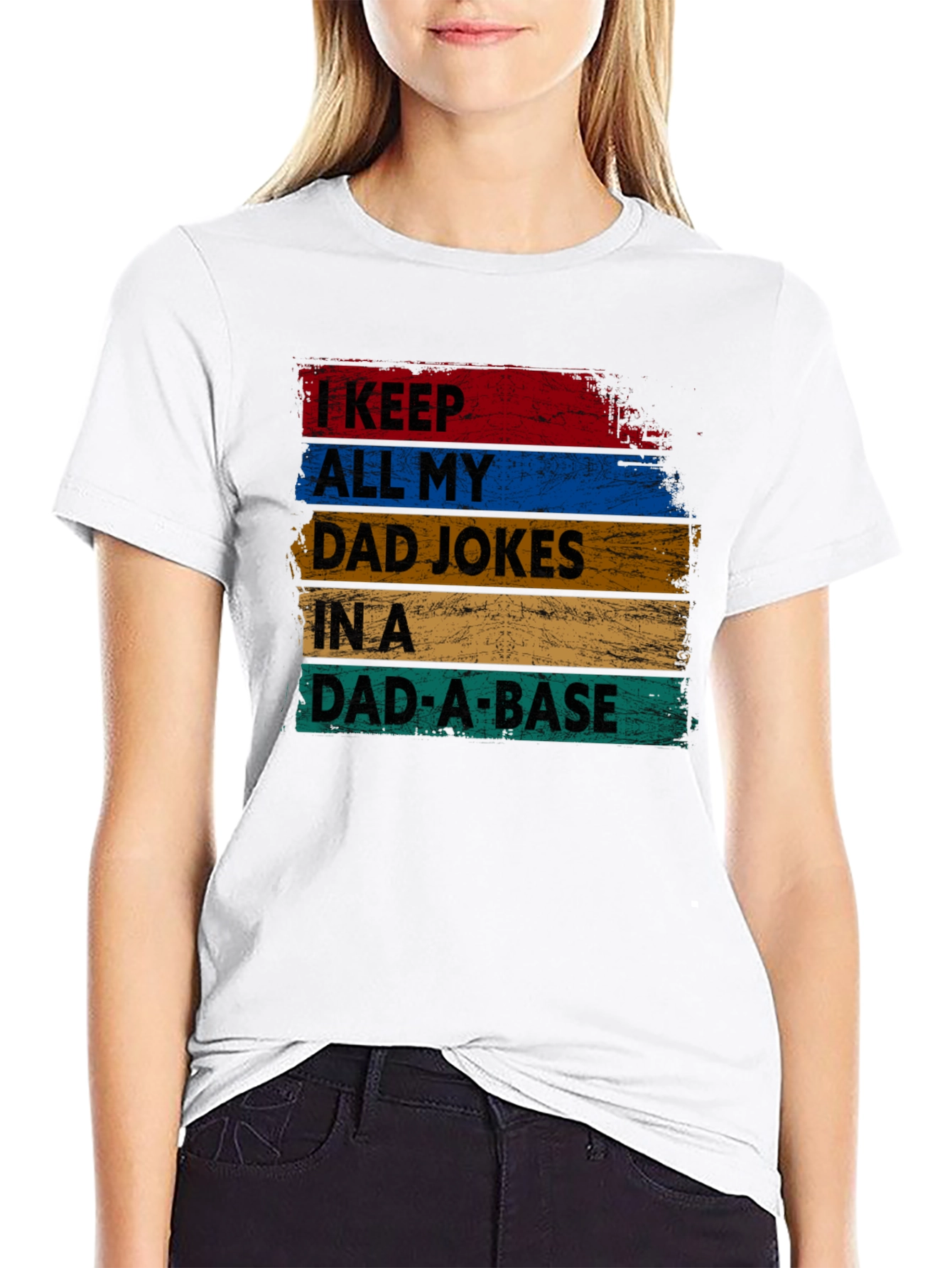 Black Dad Jokes T-Shirt - I Keep All My Dad Jokes In A Dad-A-Base view 9