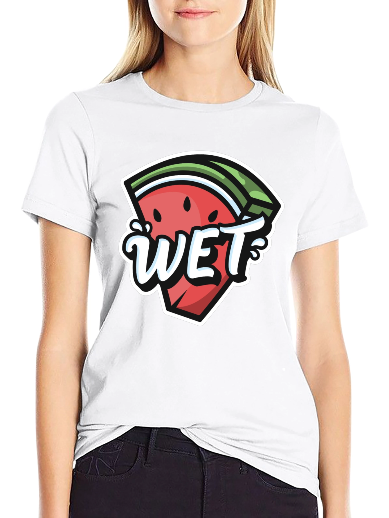 Black Watermelon Wet Graphic Tee - Summer Fun T-Shirt view 9