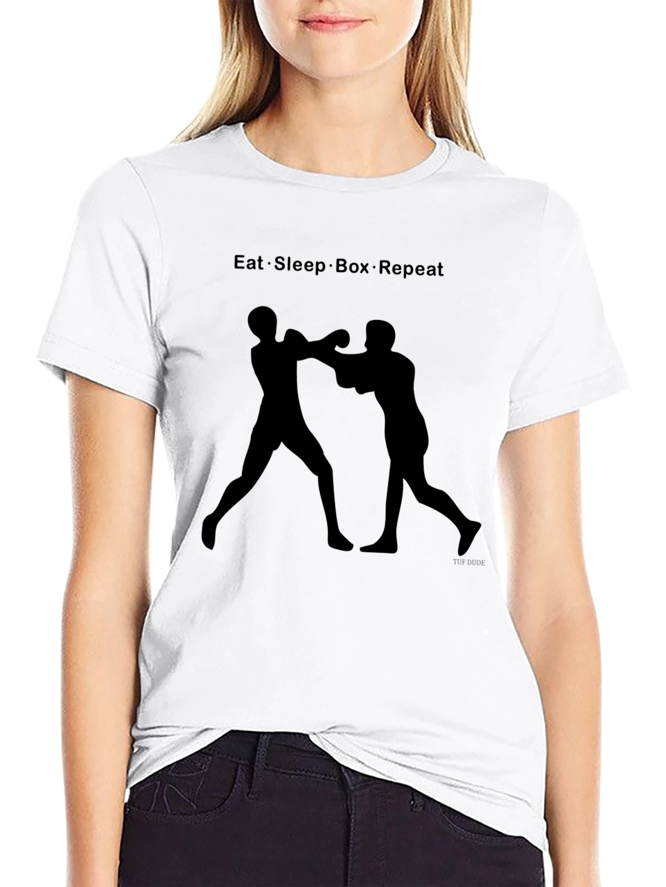 Black Eat Sleep Box Repeat Black T-Shirt view 9