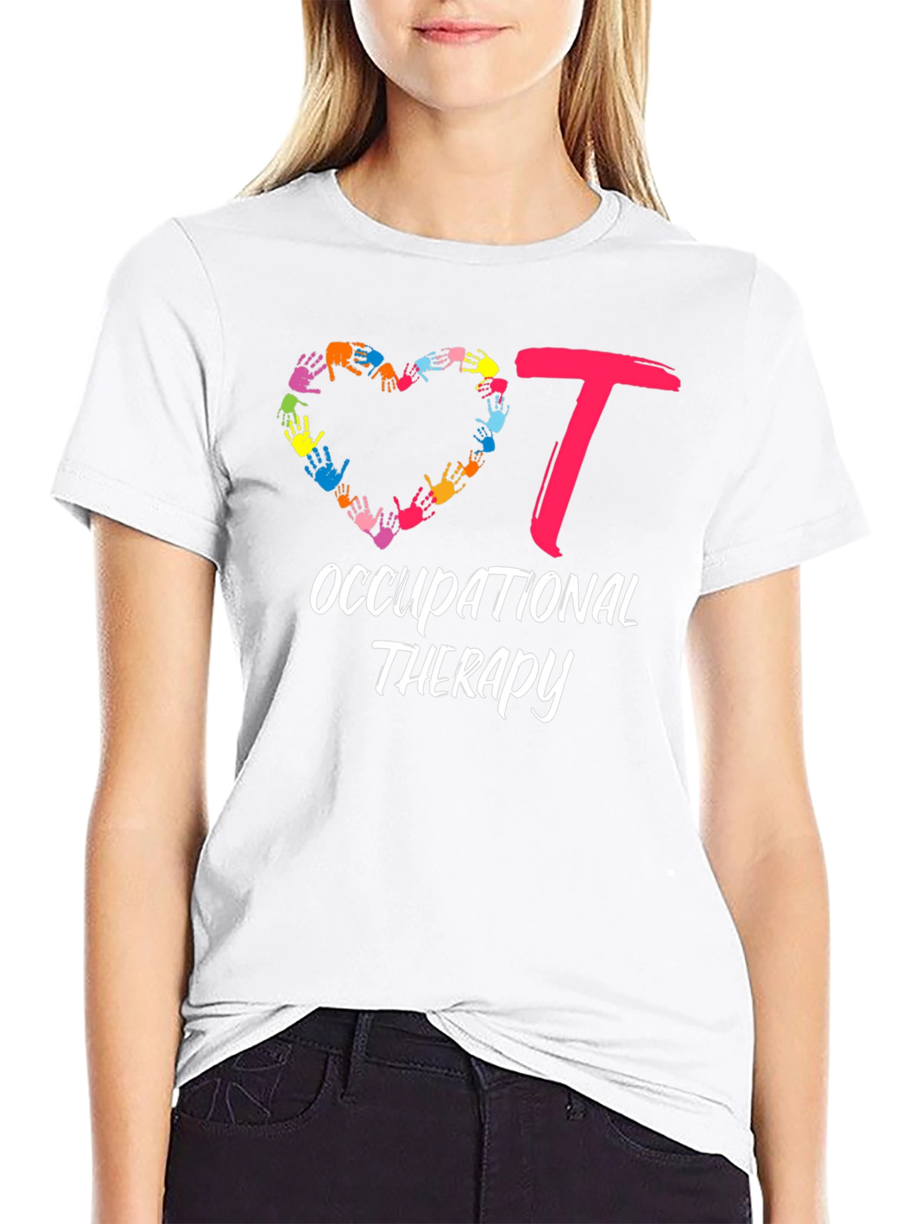 Black Occupational Therapy Heart Hands T-Shirt view 9