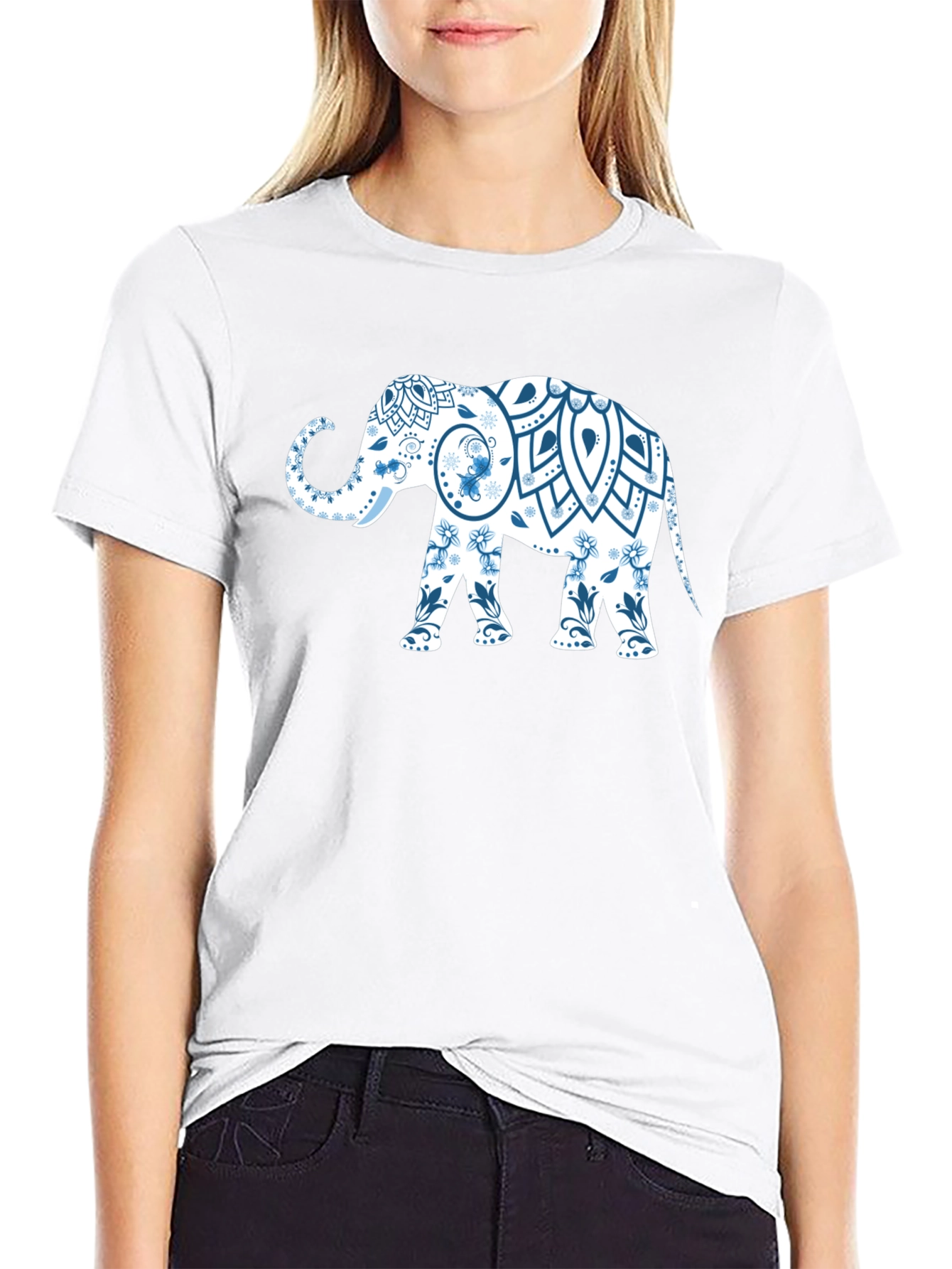 Elephant Mandala Black T-Shirt - Unique Graphic Tee - 9