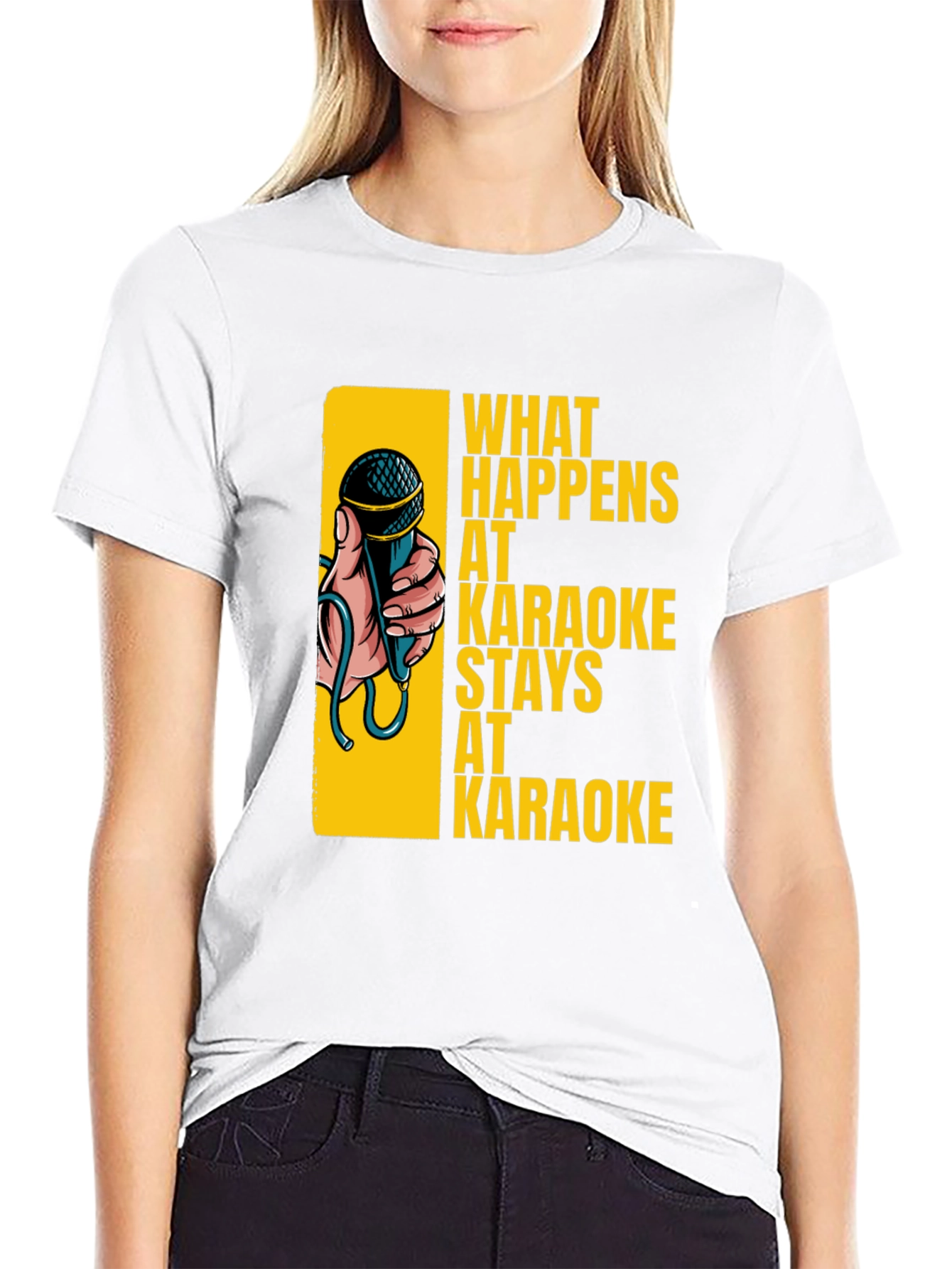 Black Karaoke T-Shirt: What Happens at Karaoke Stays at Karaoke view 9